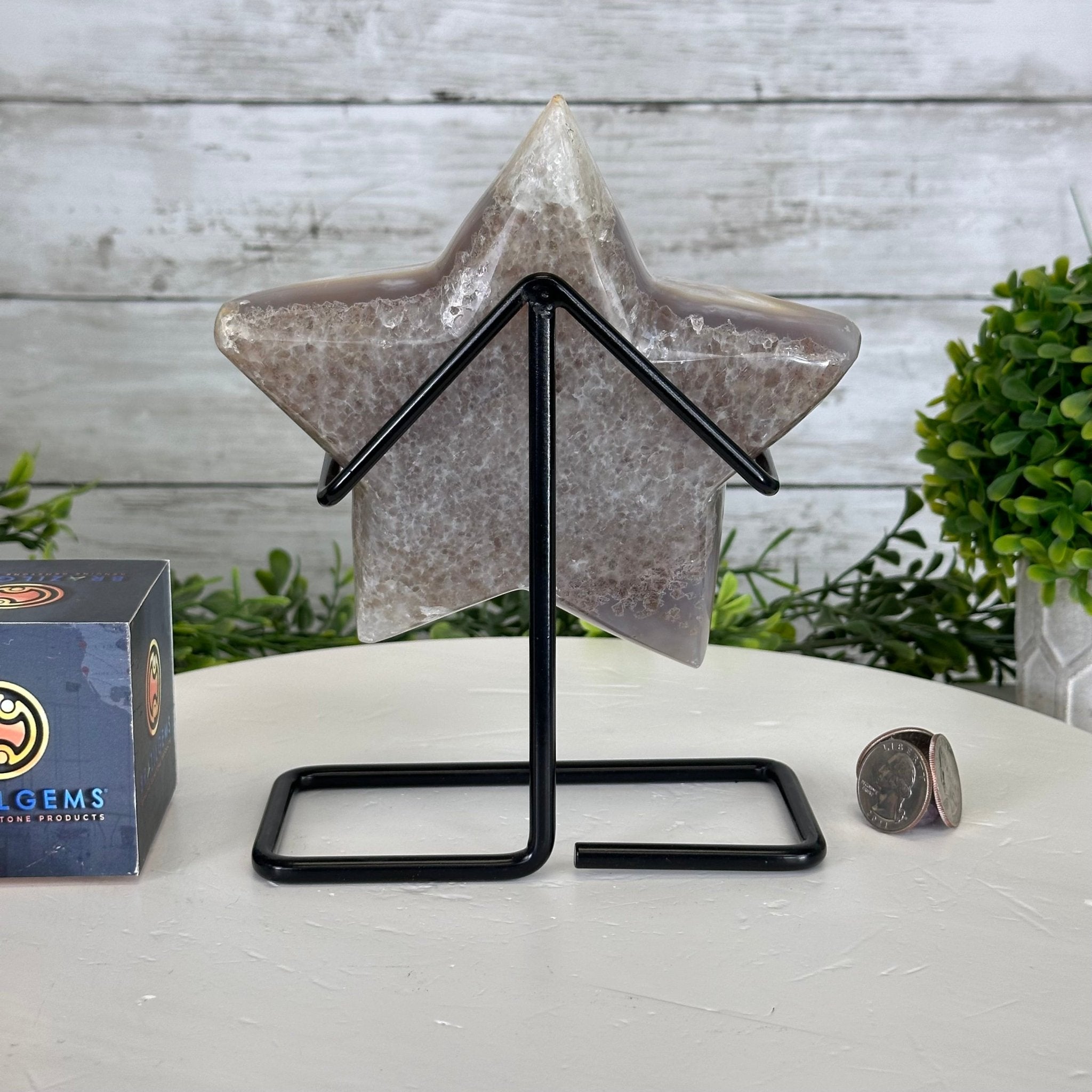 Polished Agate Star on a Metal Stand, 2.7 lbs & 7.3" Tall #5273-0015 - Brazil GemsBrazil GemsPolished Agate Star on a Metal Stand, 2.7 lbs & 7.3" Tall #5273-0015Stars5273-0015