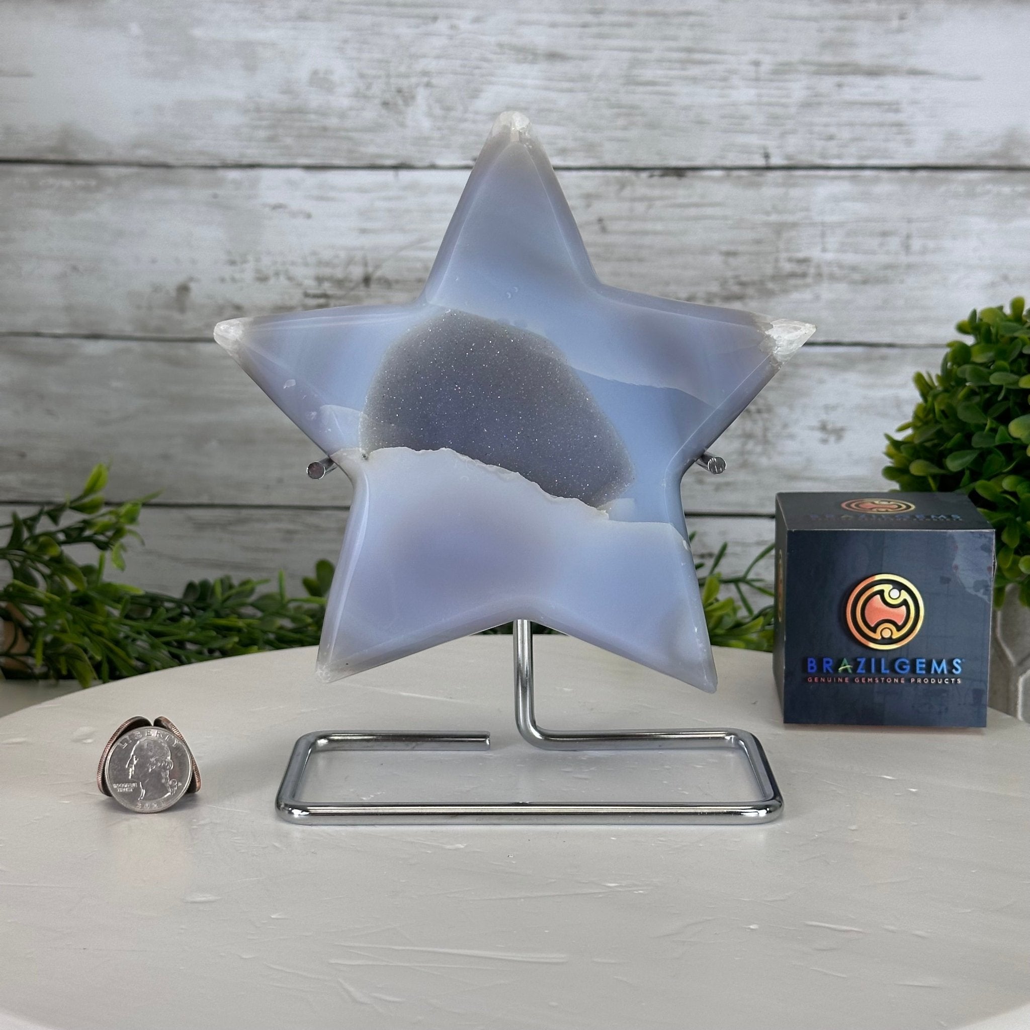 Polished Agate Star on a Metal Stand, 2.9 lbs & 7.7" Tall #5273-0016 - Brazil GemsBrazil GemsPolished Agate Star on a Metal Stand, 2.9 lbs & 7.7" Tall #5273-0016Stars5273-0016