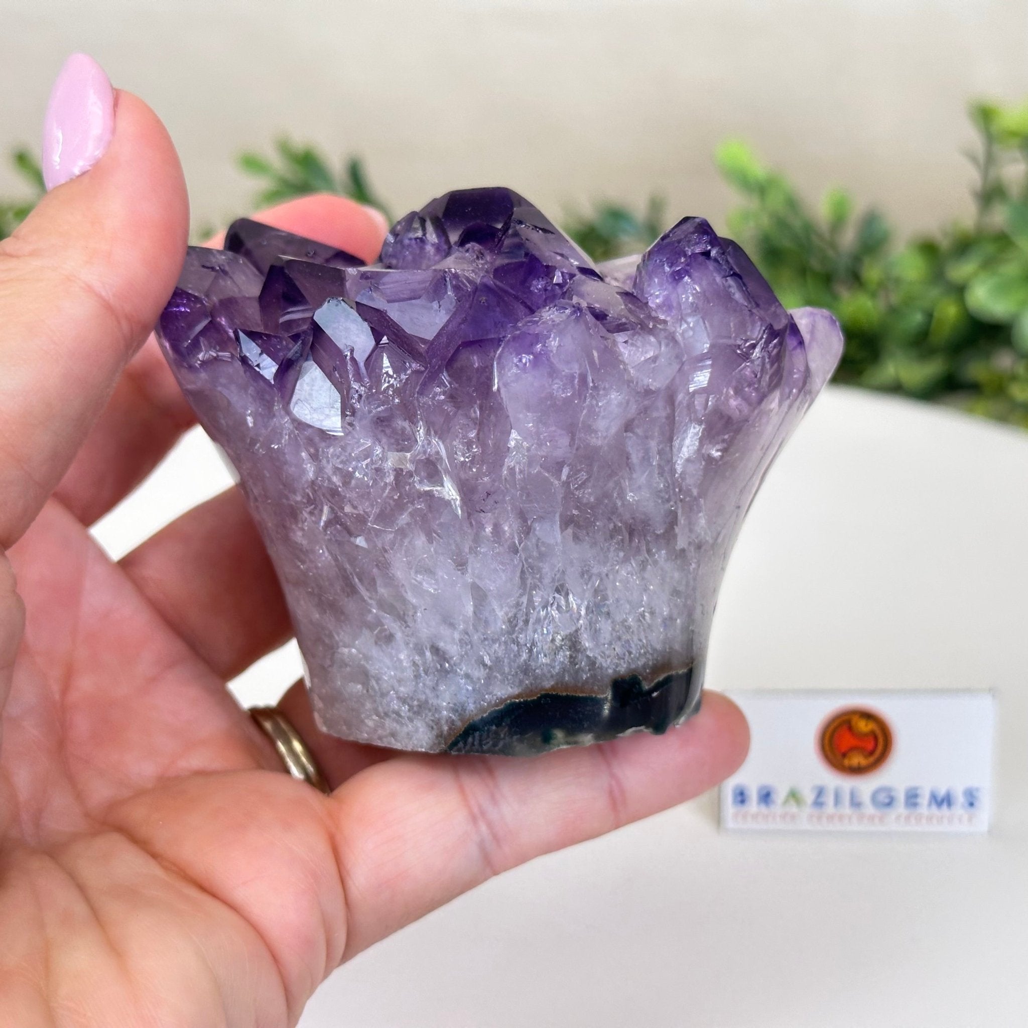 Polished Amethyst Flower 0.94 lbs & 2.8" Tall 5609 - 0032 - Brazil GemsBrazil GemsPolished Amethyst Flower 0.94 lbs & 2.8" Tall 5609 - 0032Crystal Flowers5609 - 0032