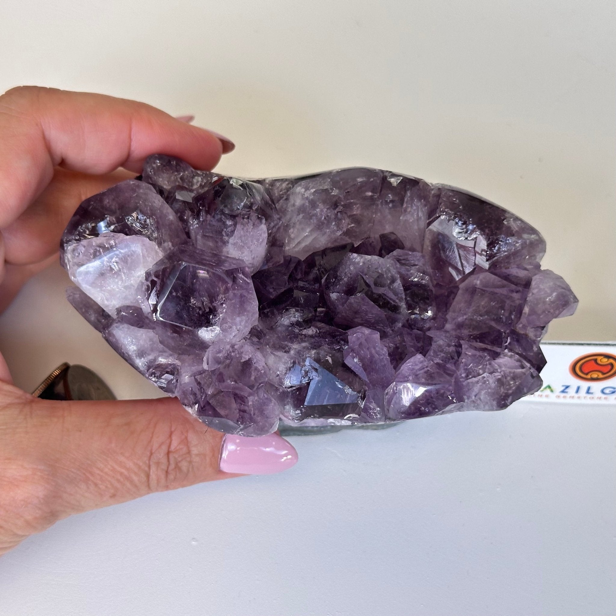 Polished Amethyst Flower 1.40 lbs & 3.1" Tall 5609 - 0034 - Brazil GemsBrazil GemsPolished Amethyst Flower 1.40 lbs & 3.1" Tall 5609 - 0034Crystal Flowers5609 - 0034