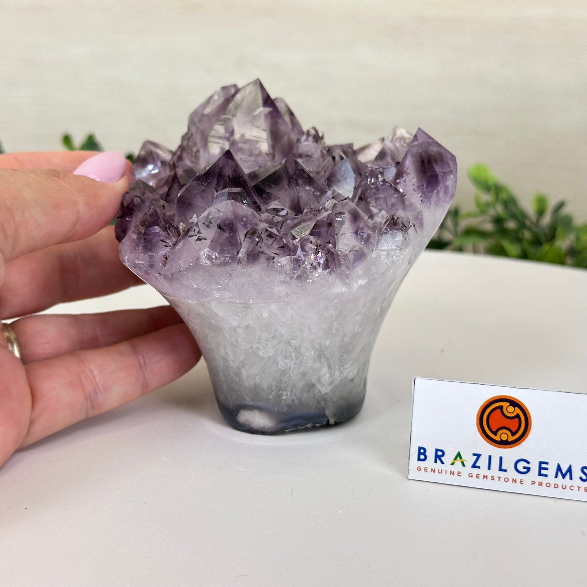 Polished Amethyst Flower 1.83 lbs & 3.6" Tall 5609 - 0035 - Brazil GemsBrazil GemsPolished Amethyst Flower 1.83 lbs & 3.6" Tall 5609 - 0035Crystal Flowers5609 - 0035
