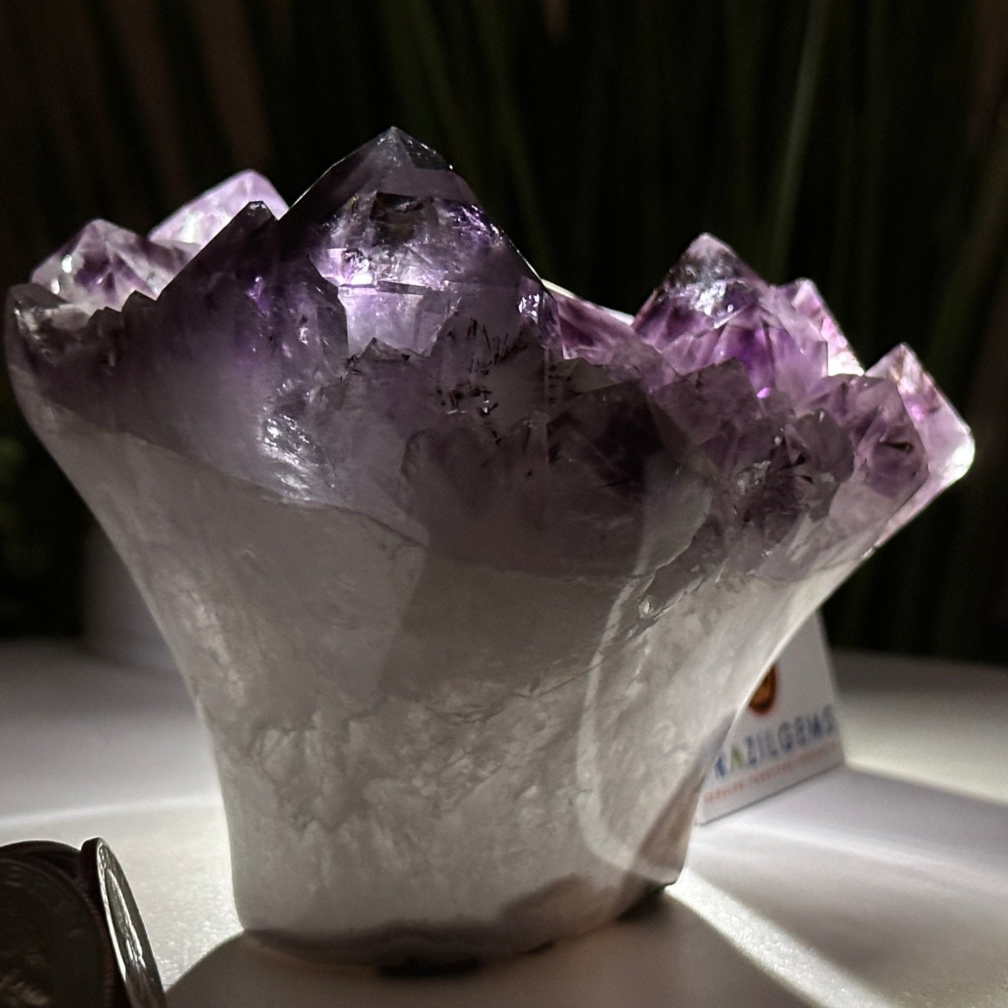 Polished Amethyst Flower 1.83 lbs & 3.6" Tall 5609 - 0035 - Brazil GemsBrazil GemsPolished Amethyst Flower 1.83 lbs & 3.6" Tall 5609 - 0035Crystal Flowers5609 - 0035