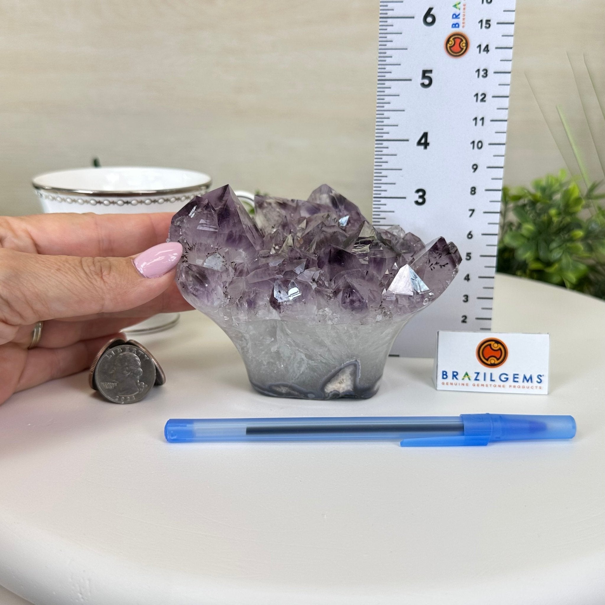 Polished Amethyst Flower 1.83 lbs & 3.6" Tall 5609 - 0035 - Brazil GemsBrazil GemsPolished Amethyst Flower 1.83 lbs & 3.6" Tall 5609 - 0035Crystal Flowers5609 - 0035