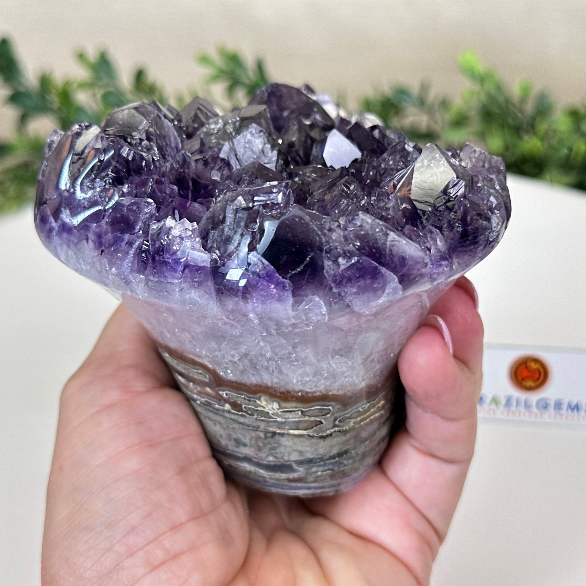Polished Amethyst Flower 2.06 lbs & 3.5" Tall 5609 - 0037 - Brazil GemsBrazil GemsPolished Amethyst Flower 2.06 lbs & 3.5" Tall 5609 - 0037Crystal Flowers5609 - 0037