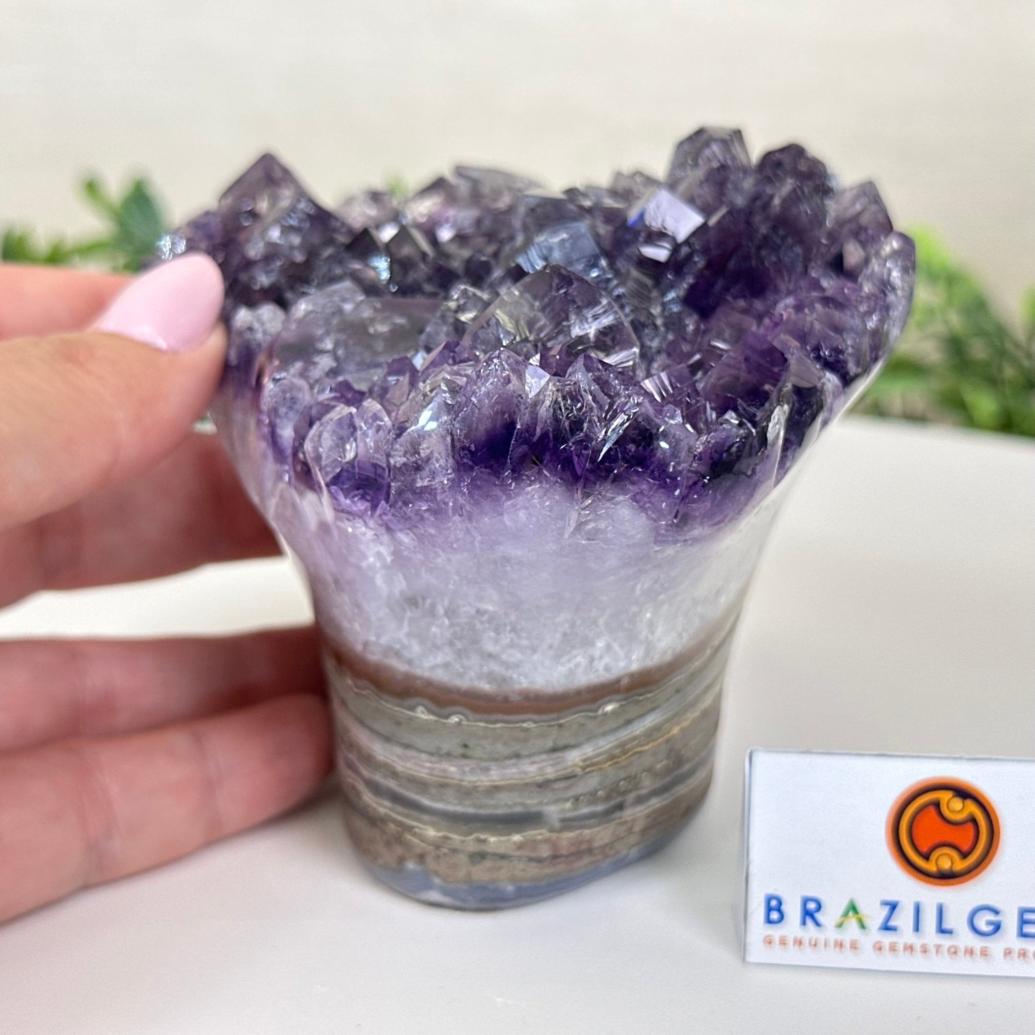Polished Amethyst Flower 2.06 lbs & 3.5" Tall 5609 - 0037 - Brazil GemsBrazil GemsPolished Amethyst Flower 2.06 lbs & 3.5" Tall 5609 - 0037Crystal Flowers5609 - 0037