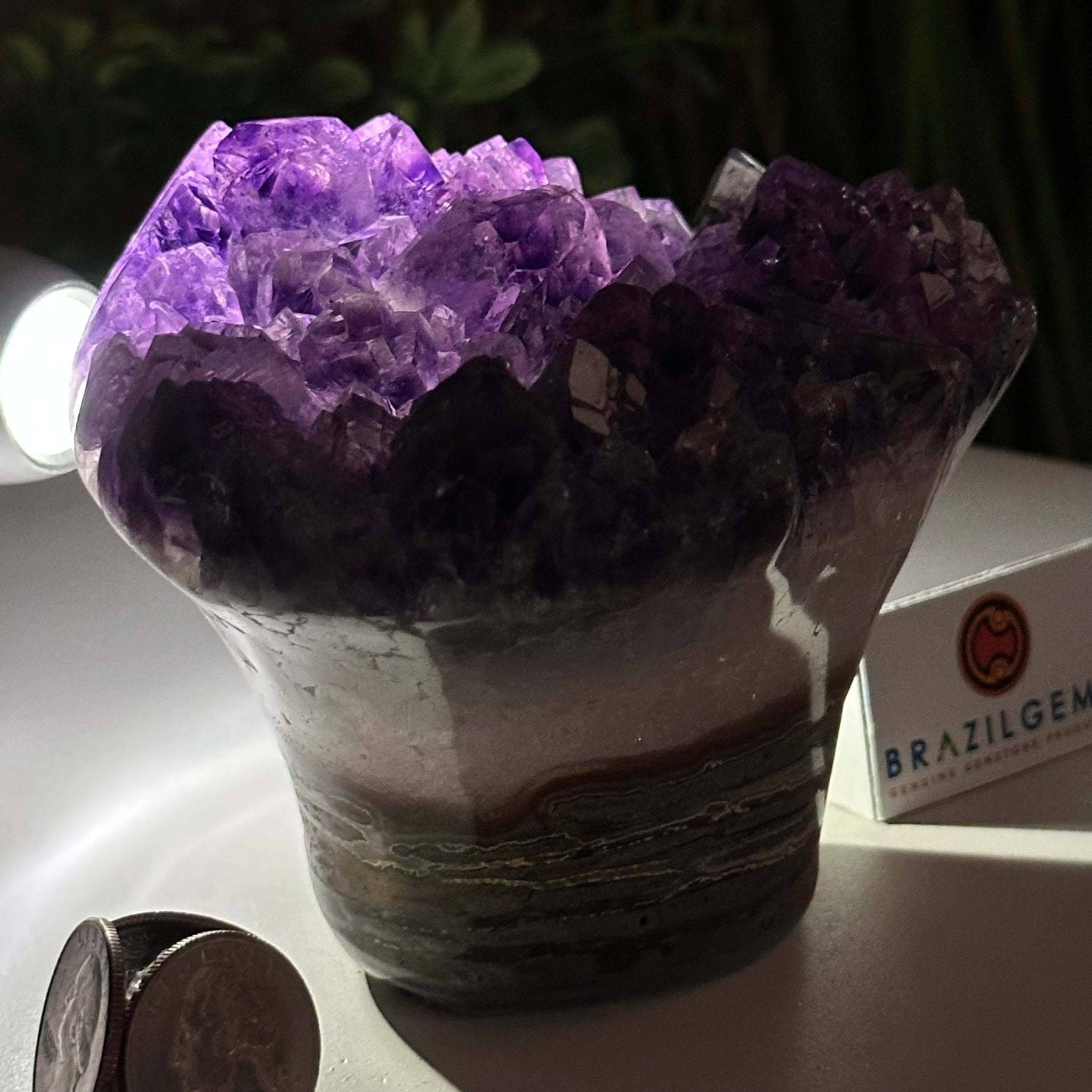 Polished Amethyst Flower 2.06 lbs & 3.5" Tall 5609 - 0037 - Brazil GemsBrazil GemsPolished Amethyst Flower 2.06 lbs & 3.5" Tall 5609 - 0037Crystal Flowers5609 - 0037