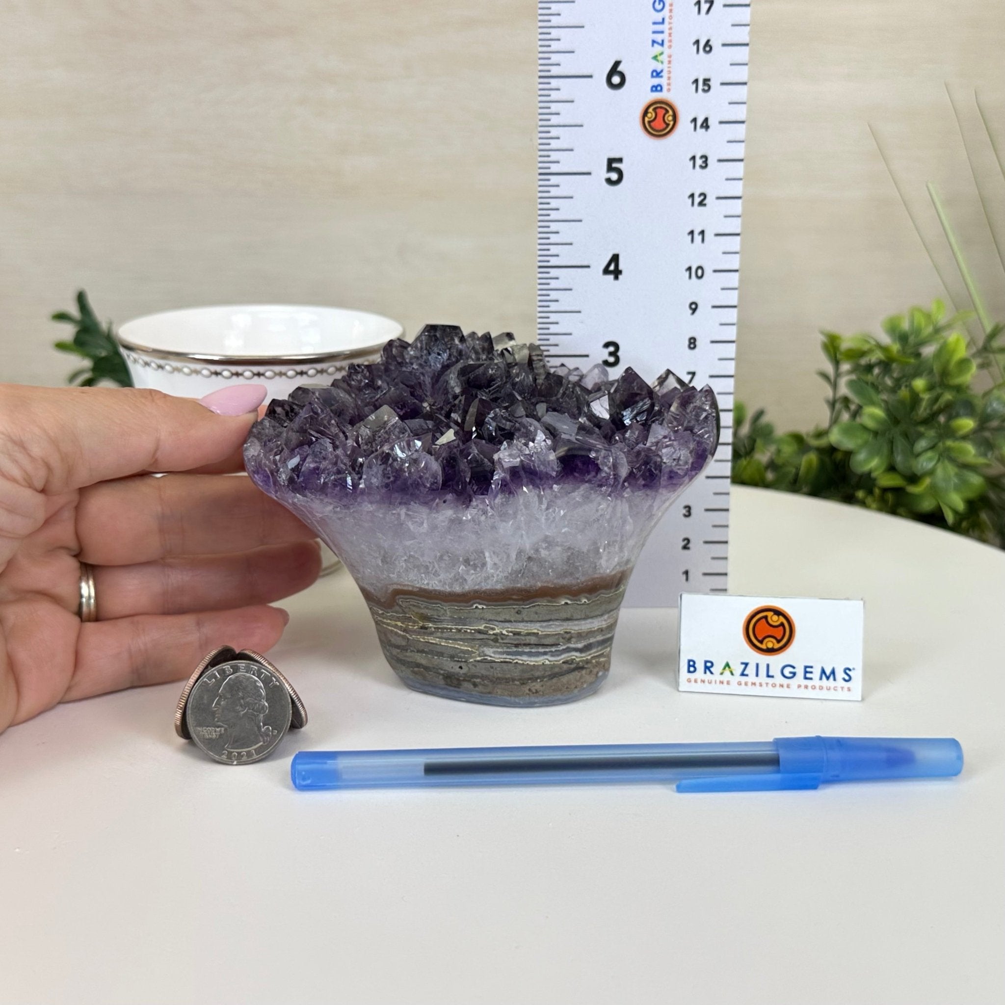 Polished Amethyst Flower 2.06 lbs & 3.5" Tall 5609 - 0037 - Brazil GemsBrazil GemsPolished Amethyst Flower 2.06 lbs & 3.5" Tall 5609 - 0037Crystal Flowers5609 - 0037