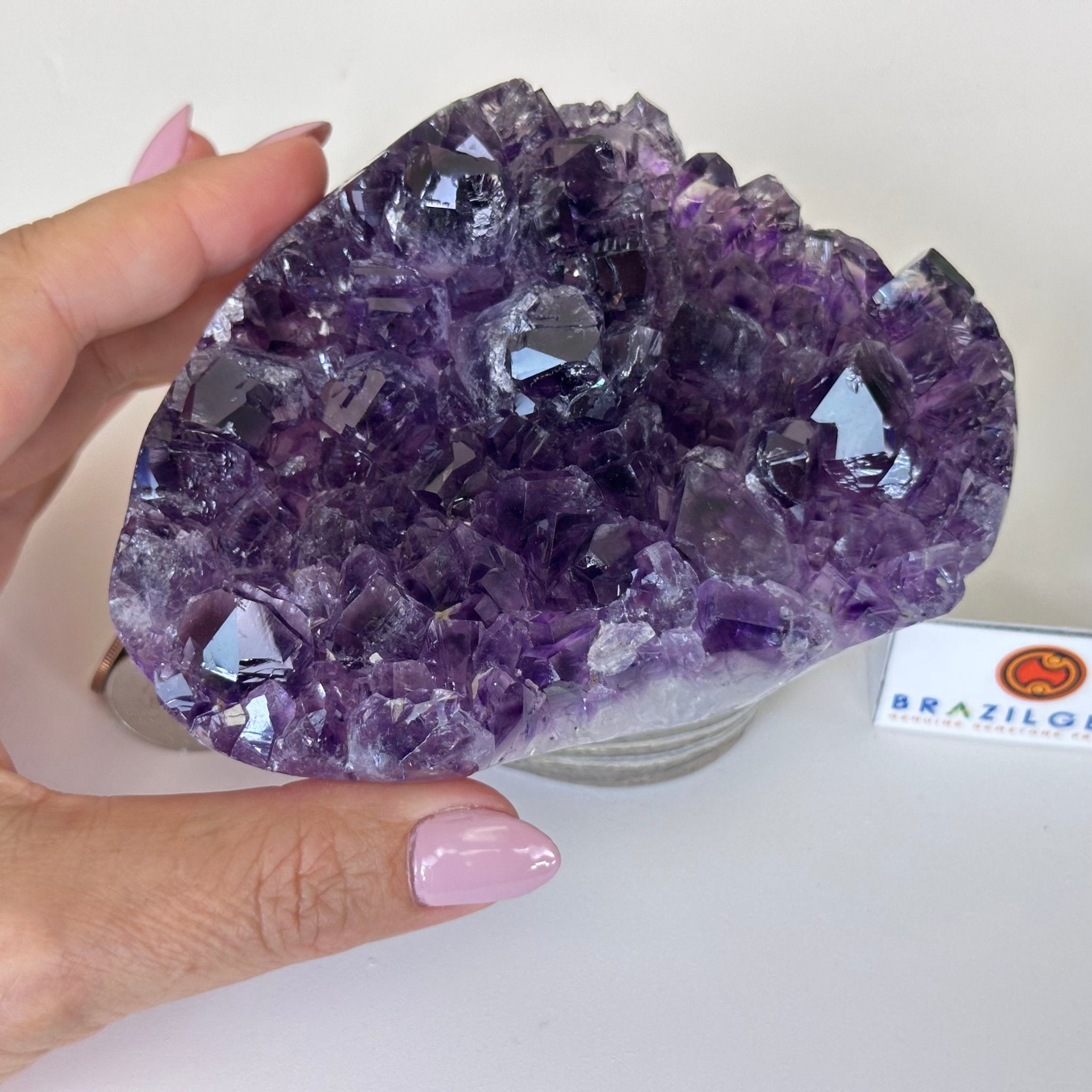 Polished Amethyst Flower 2.06 lbs & 3.5" Tall 5609 - 0037 - Brazil GemsBrazil GemsPolished Amethyst Flower 2.06 lbs & 3.5" Tall 5609 - 0037Crystal Flowers5609 - 0037