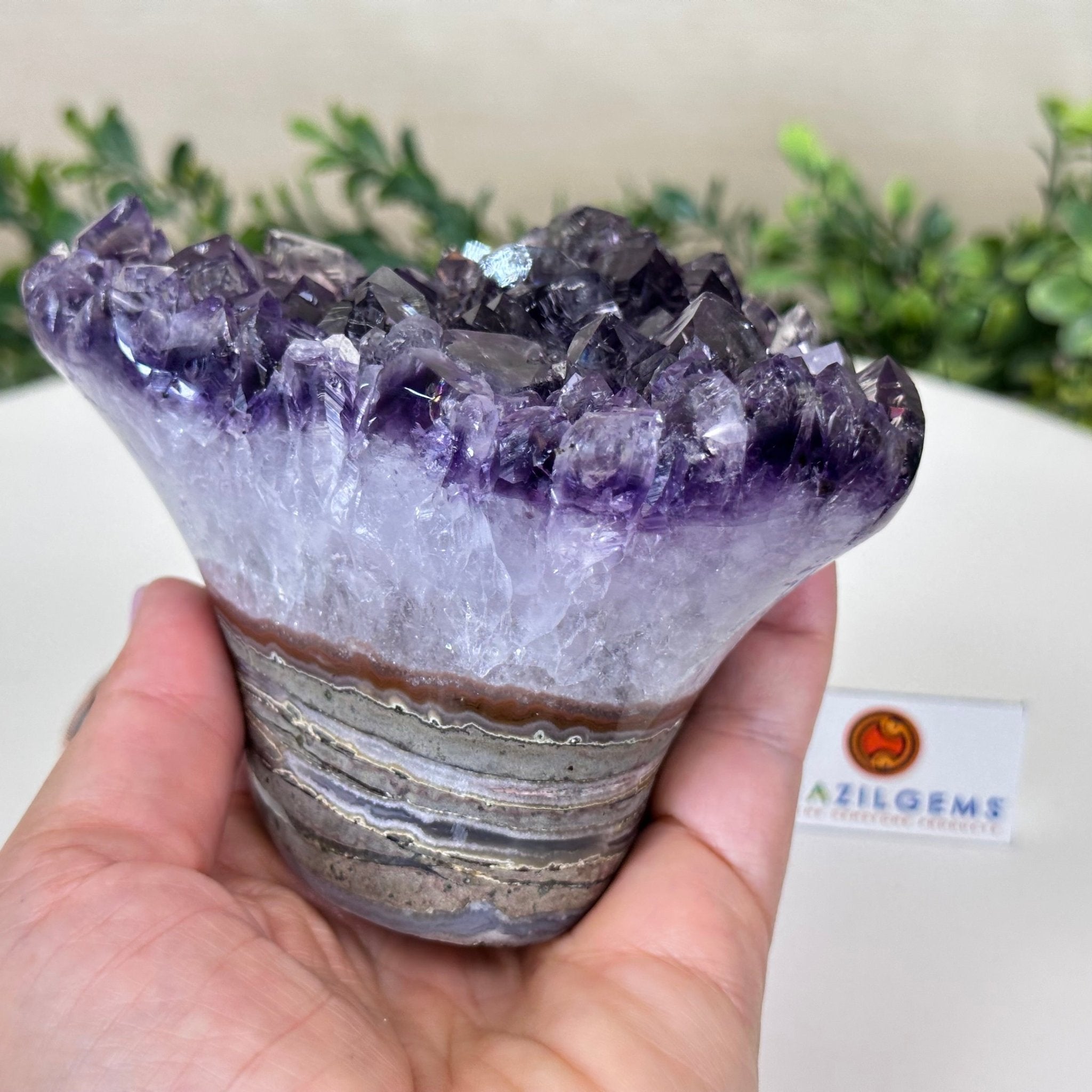 Polished Amethyst Flower 2.06 lbs & 3.5" Tall 5609 - 0037 - Brazil GemsBrazil GemsPolished Amethyst Flower 2.06 lbs & 3.5" Tall 5609 - 0037Crystal Flowers5609 - 0037