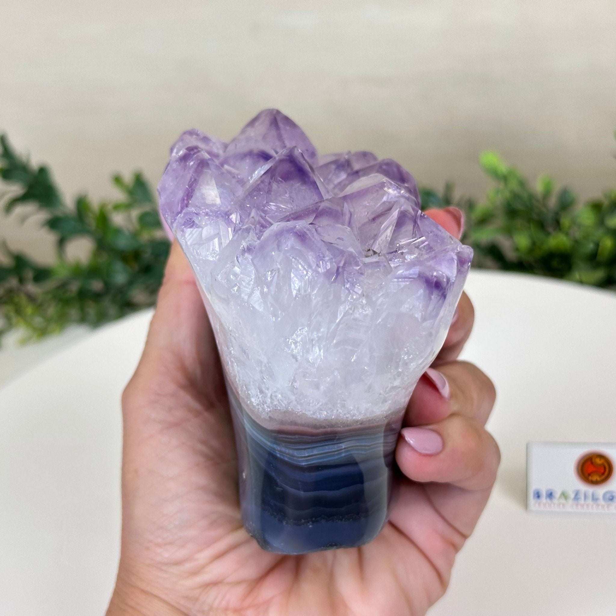 Polished Amethyst Flower 2.06 lbs & 3.9" Tall 5609 - 0036 - Brazil GemsBrazil GemsPolished Amethyst Flower 2.06 lbs & 3.9" Tall 5609 - 0036Crystal Flowers5609 - 0036