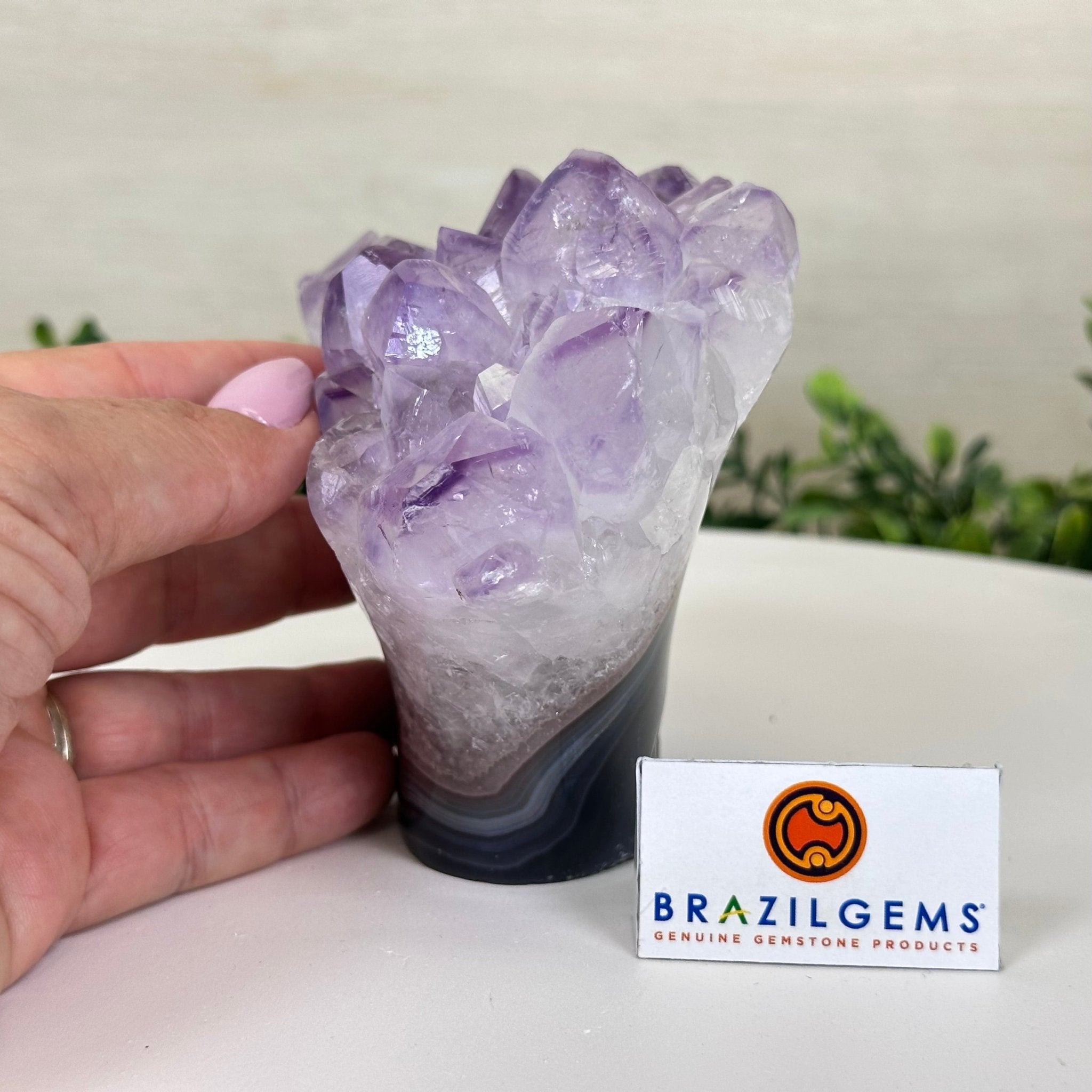 Polished Amethyst Flower 2.06 lbs & 3.9" Tall 5609 - 0036 - Brazil GemsBrazil GemsPolished Amethyst Flower 2.06 lbs & 3.9" Tall 5609 - 0036Crystal Flowers5609 - 0036