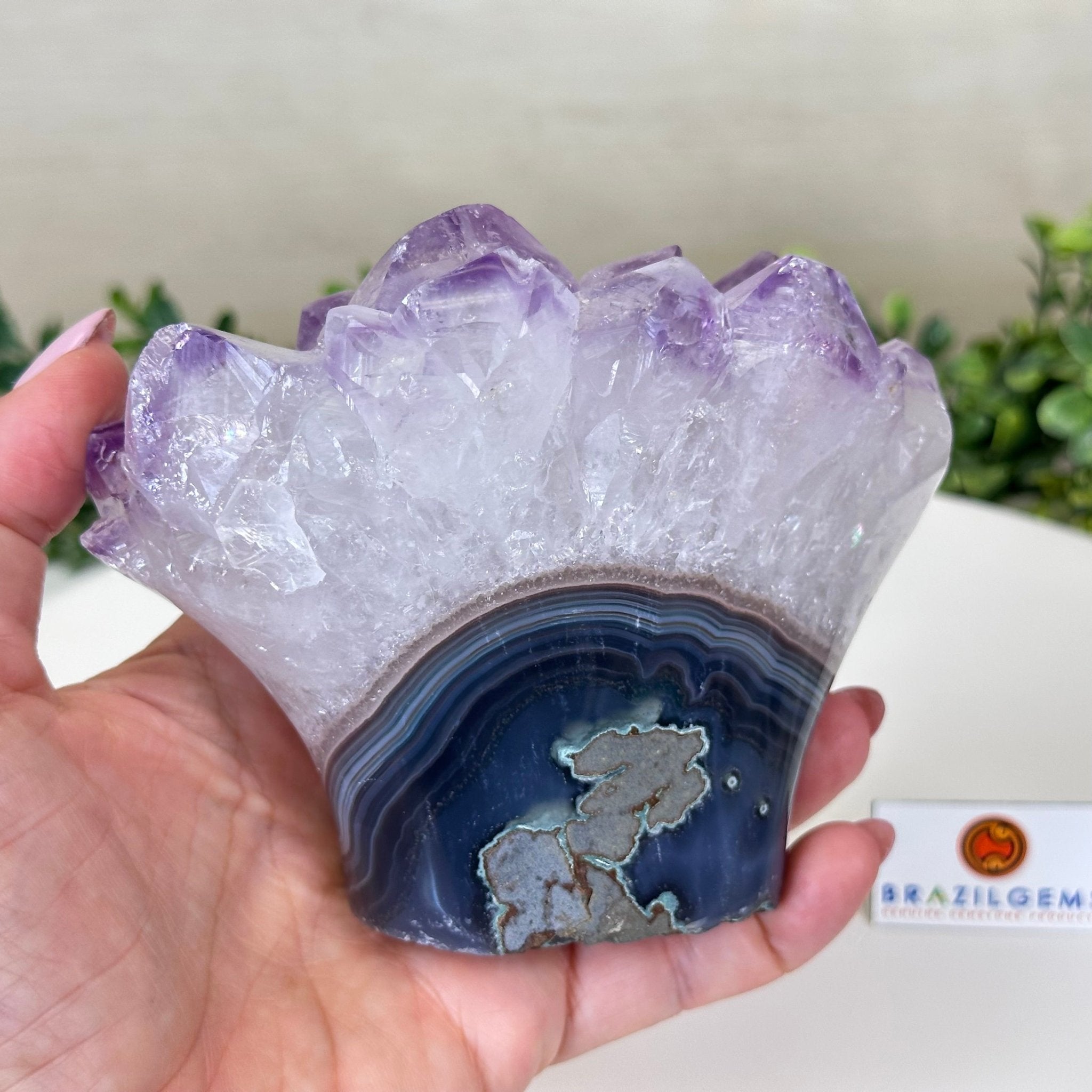 Polished Amethyst Flower 2.06 lbs & 3.9" Tall 5609 - 0036 - Brazil GemsBrazil GemsPolished Amethyst Flower 2.06 lbs & 3.9" Tall 5609 - 0036Crystal Flowers5609 - 0036