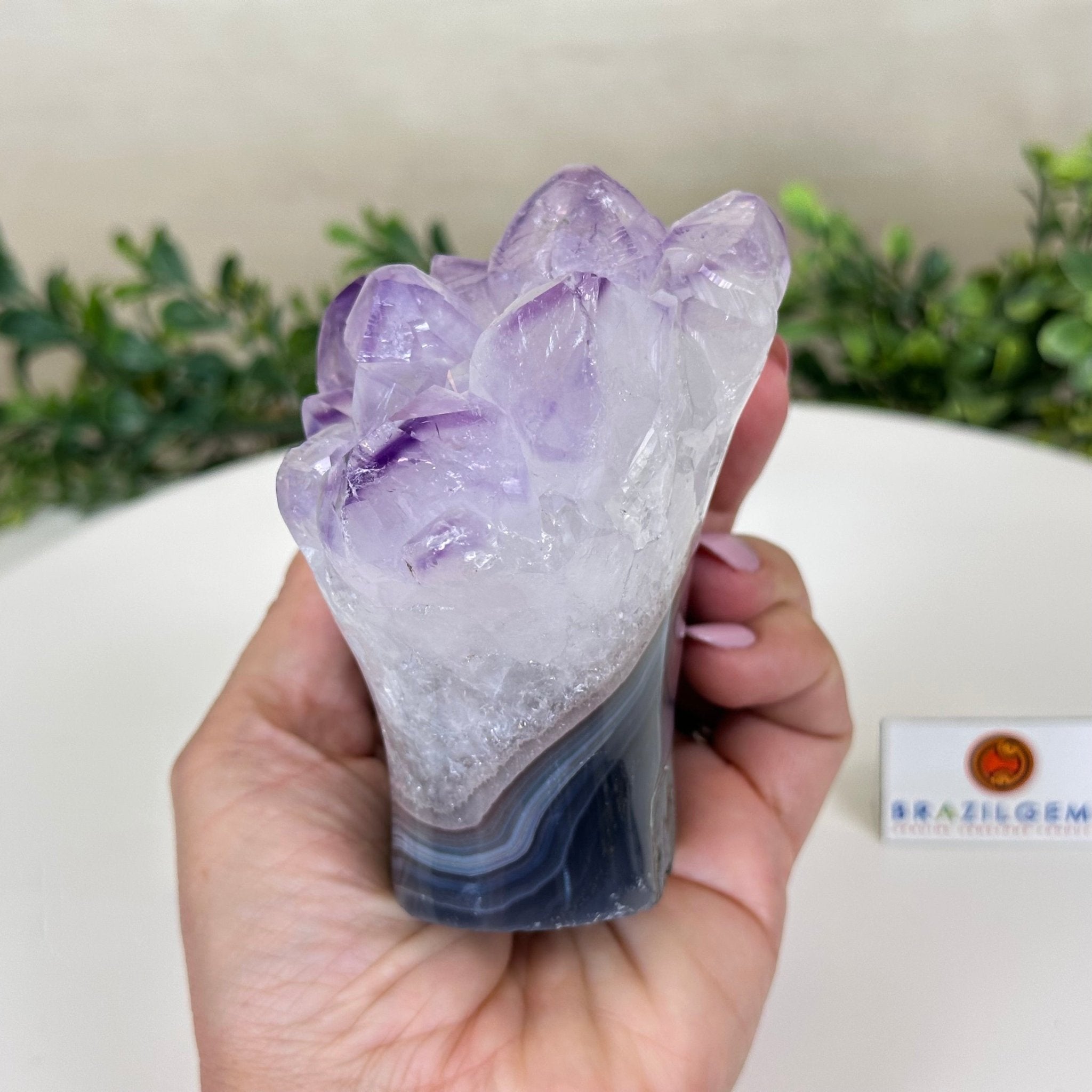 Polished Amethyst Flower 2.06 lbs & 3.9" Tall 5609 - 0036 - Brazil GemsBrazil GemsPolished Amethyst Flower 2.06 lbs & 3.9" Tall 5609 - 0036Crystal Flowers5609 - 0036