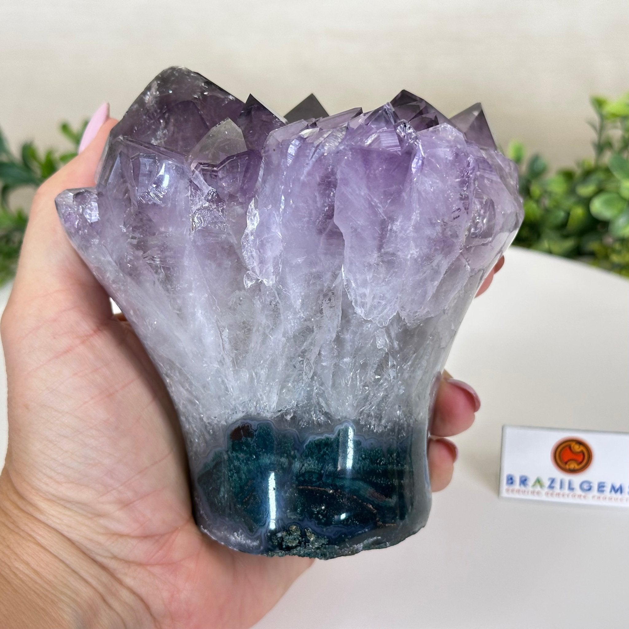 Polished Amethyst Flower 3.20 lbs & 4.6" Tall 5609 - 0043 - Brazil GemsBrazil GemsPolished Amethyst Flower 3.20 lbs & 4.6" Tall 5609 - 0043Crystal Flowers5609 - 0043