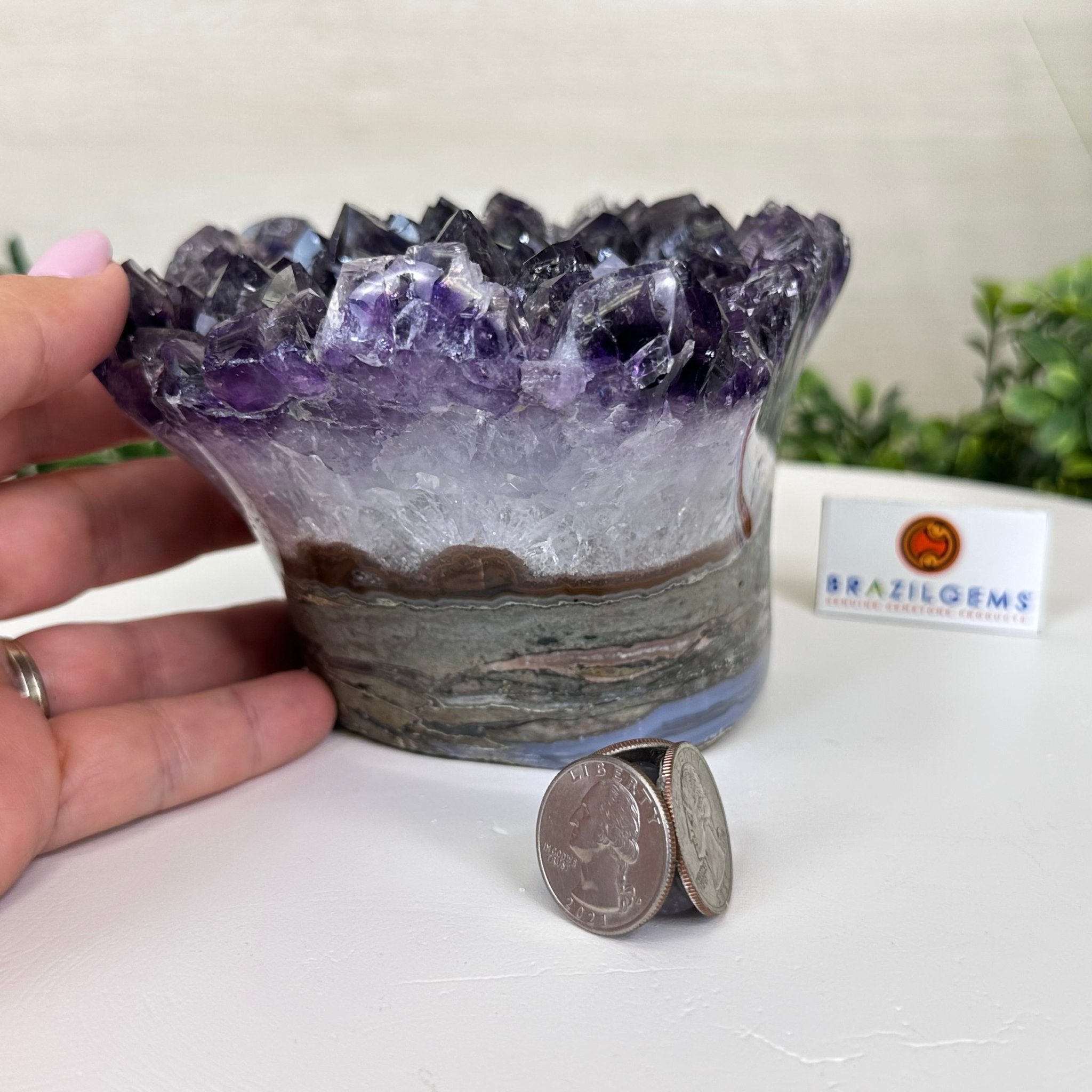 Polished Amethyst Flower 4.62 lbs & 3.8" Tall 5609 - 0045 - Brazil GemsBrazil GemsPolished Amethyst Flower 4.62 lbs & 3.8" Tall 5609 - 0045Crystal Flowers5609 - 0045