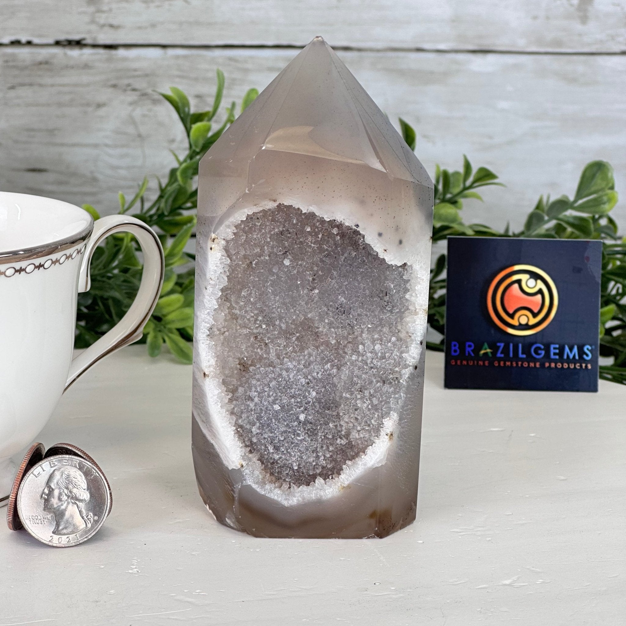 Polished Brazilian Drusy Agate Crystal Point, 0.81 lbs & 5.2" Tall, Model #3106NA-007 - Brazil GemsBrazil GemsPolished Brazilian Drusy Agate Crystal Point, 0.81 lbs & 5.2" Tall, Model #3106NA-007Crystal Points3106NA-007