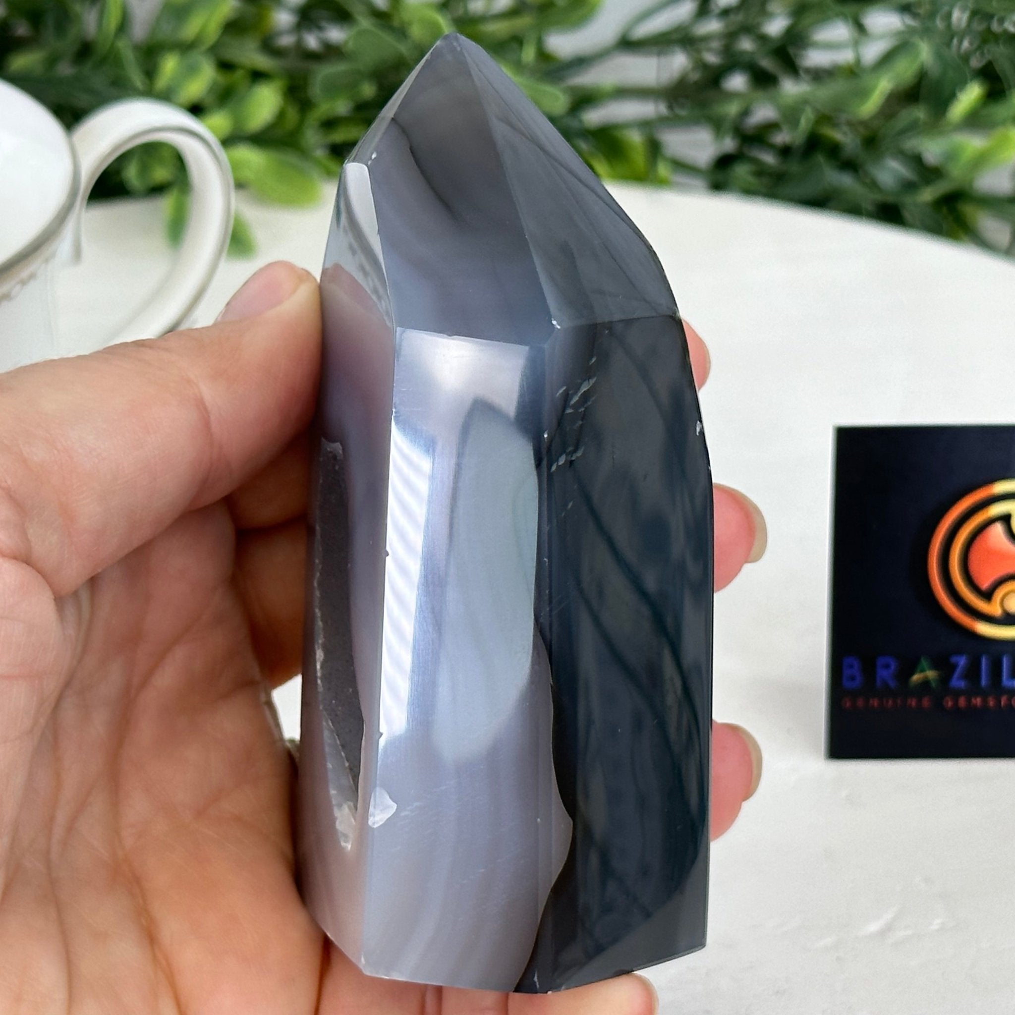 Polished Brazilian Drusy Agate Crystal Point, 0.87 lbs & 4" Tall, Model #3106NA-009 - Brazil GemsBrazil GemsPolished Brazilian Drusy Agate Crystal Point, 0.87 lbs & 4" Tall, Model #3106NA-009Crystal Points3106NA-009
