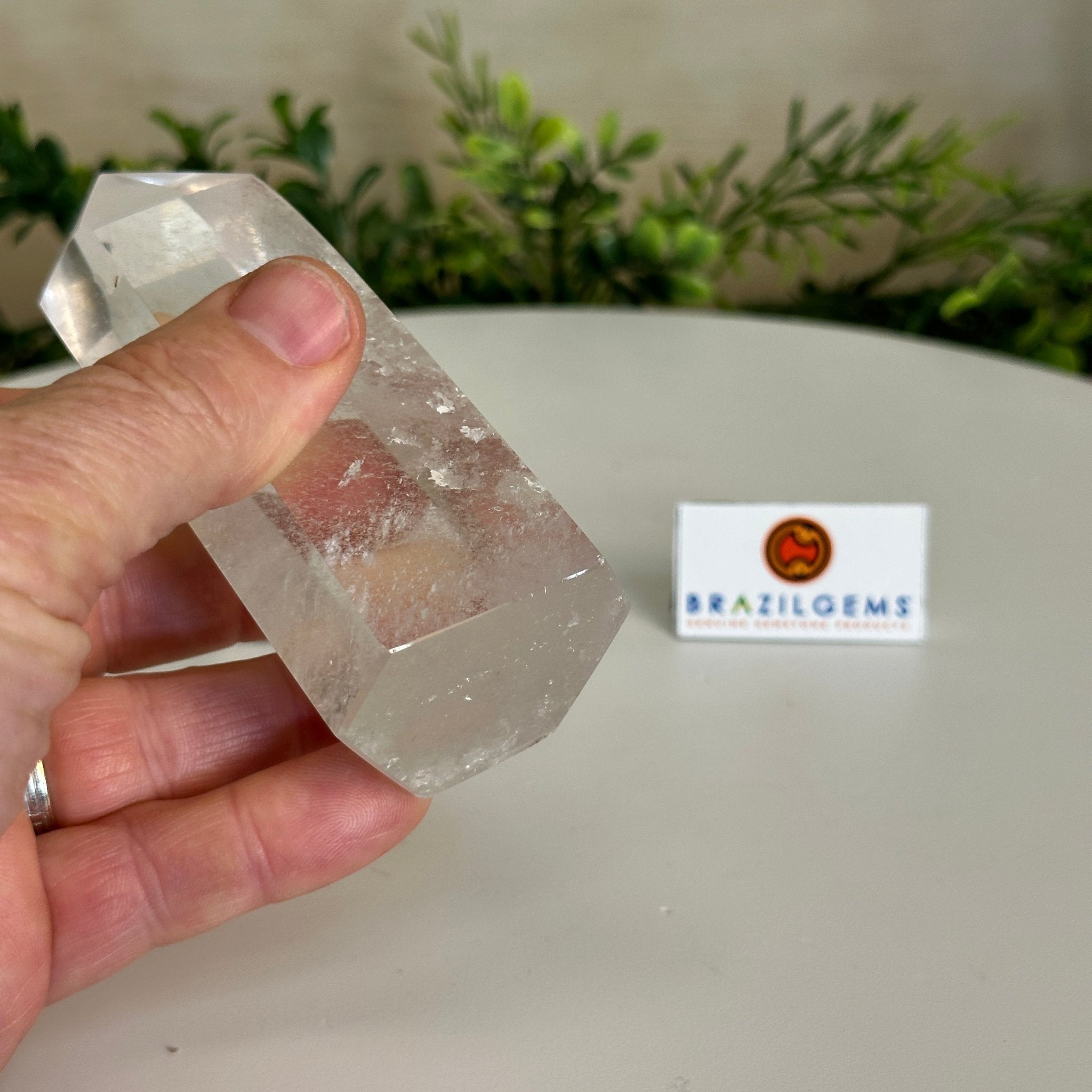 Polished Clear Quartz Crystal Tower 4.6" Tall #3106CQ - 018 - Brazil GemsBrazil GemsPolished Clear Quartz Crystal Tower 4.6" Tall #3106CQ - 018Crystal Points3106CQ - 018