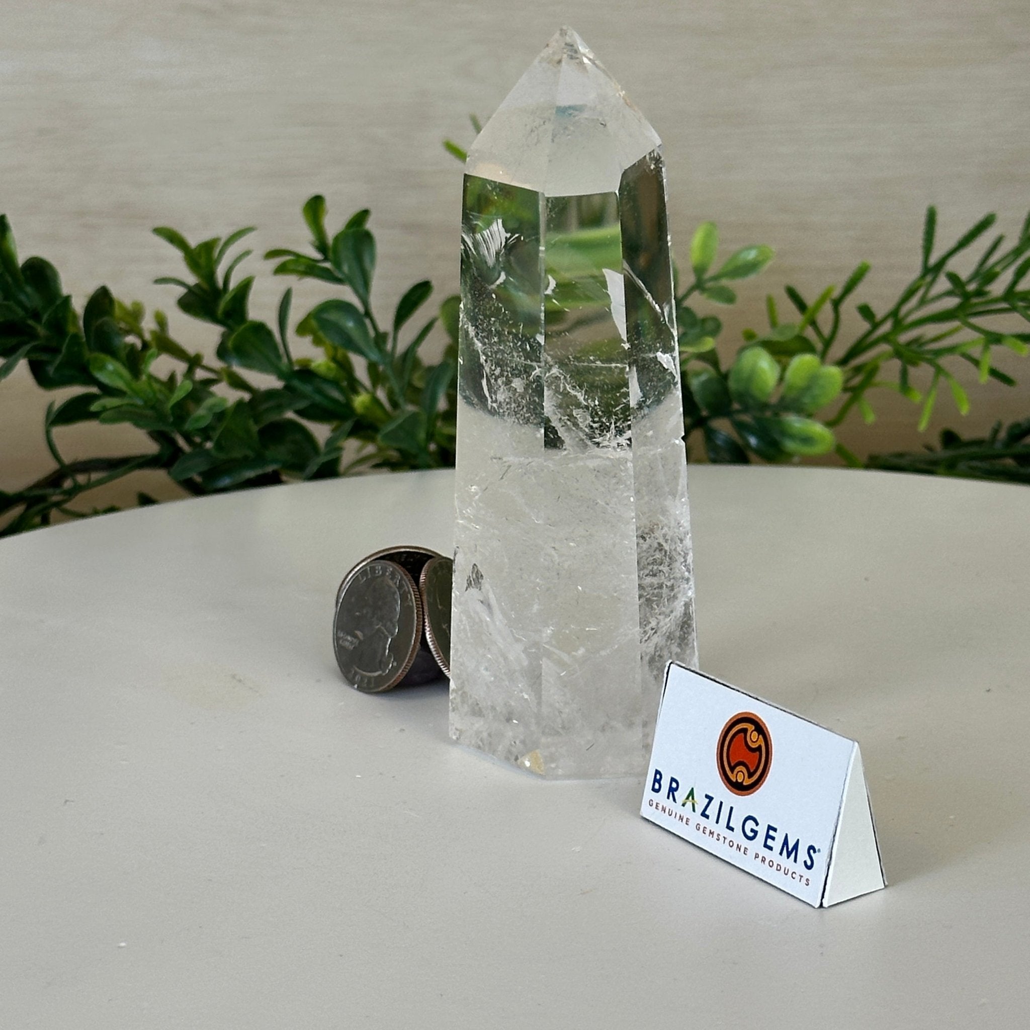 Polished Clear Quartz Crystal Tower 4.9" Tall #3106CQ - 017 - Brazil GemsBrazil GemsPolished Clear Quartz Crystal Tower 4.9" Tall #3106CQ - 017Crystal Points3106CQ - 017