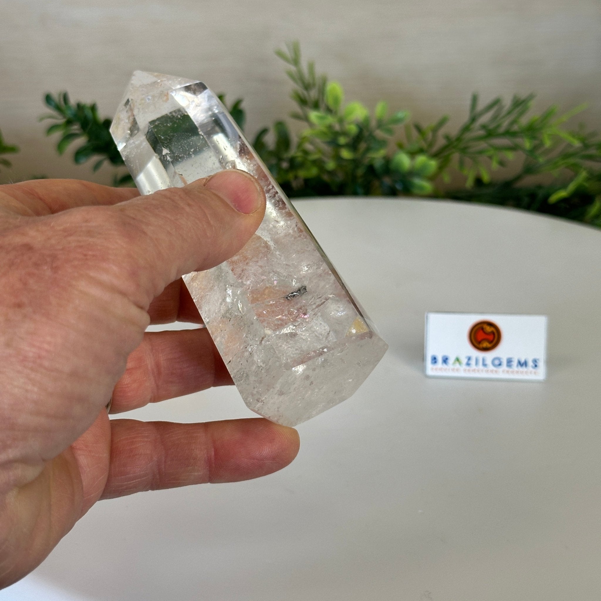 Polished Clear Quartz Crystal Tower 4.9" Tall #3106CQ - 017 - Brazil GemsBrazil GemsPolished Clear Quartz Crystal Tower 4.9" Tall #3106CQ - 017Crystal Points3106CQ - 017