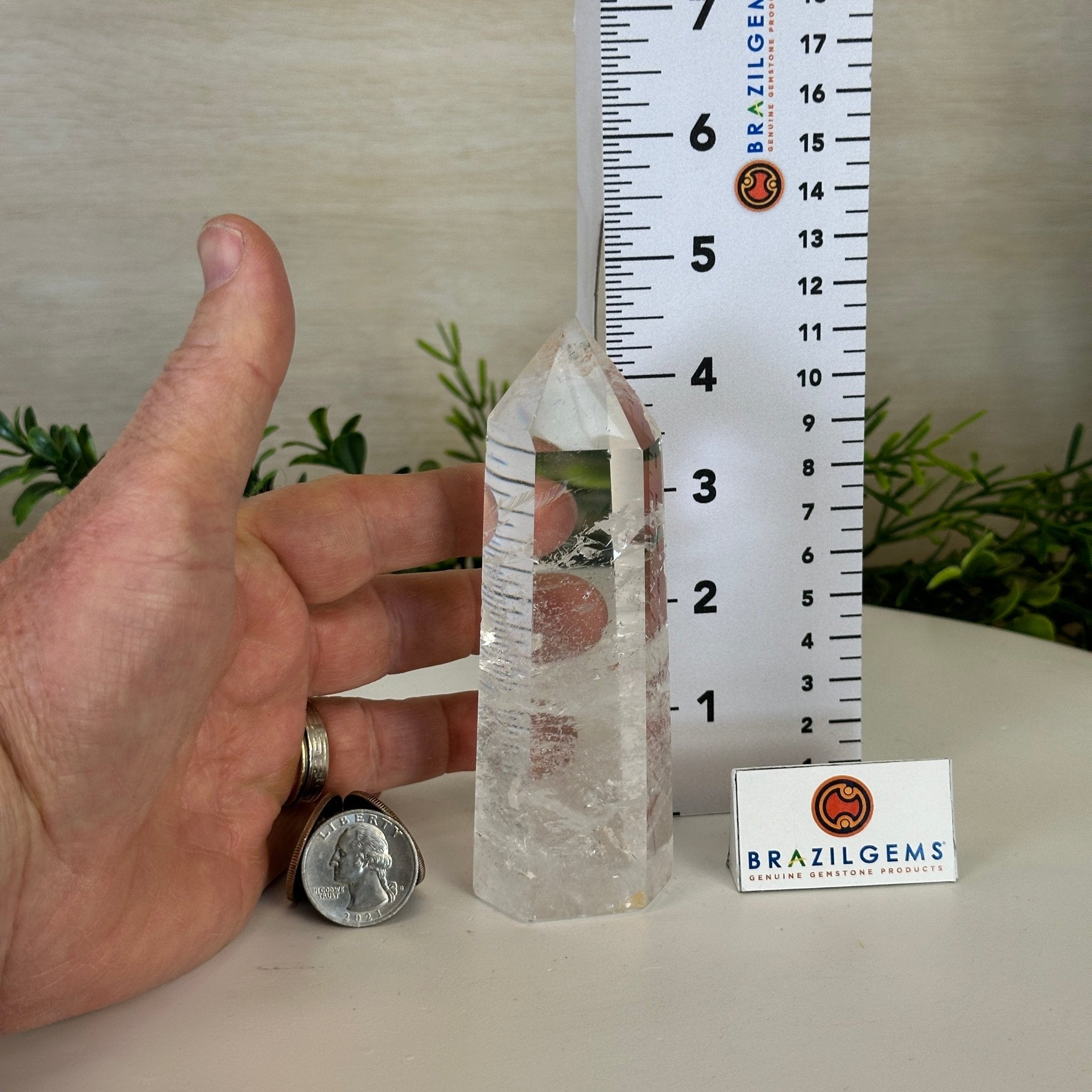 Polished Clear Quartz Crystal Tower 4.9" Tall #3106CQ - 017 - Brazil GemsBrazil GemsPolished Clear Quartz Crystal Tower 4.9" Tall #3106CQ - 017Crystal Points3106CQ - 017