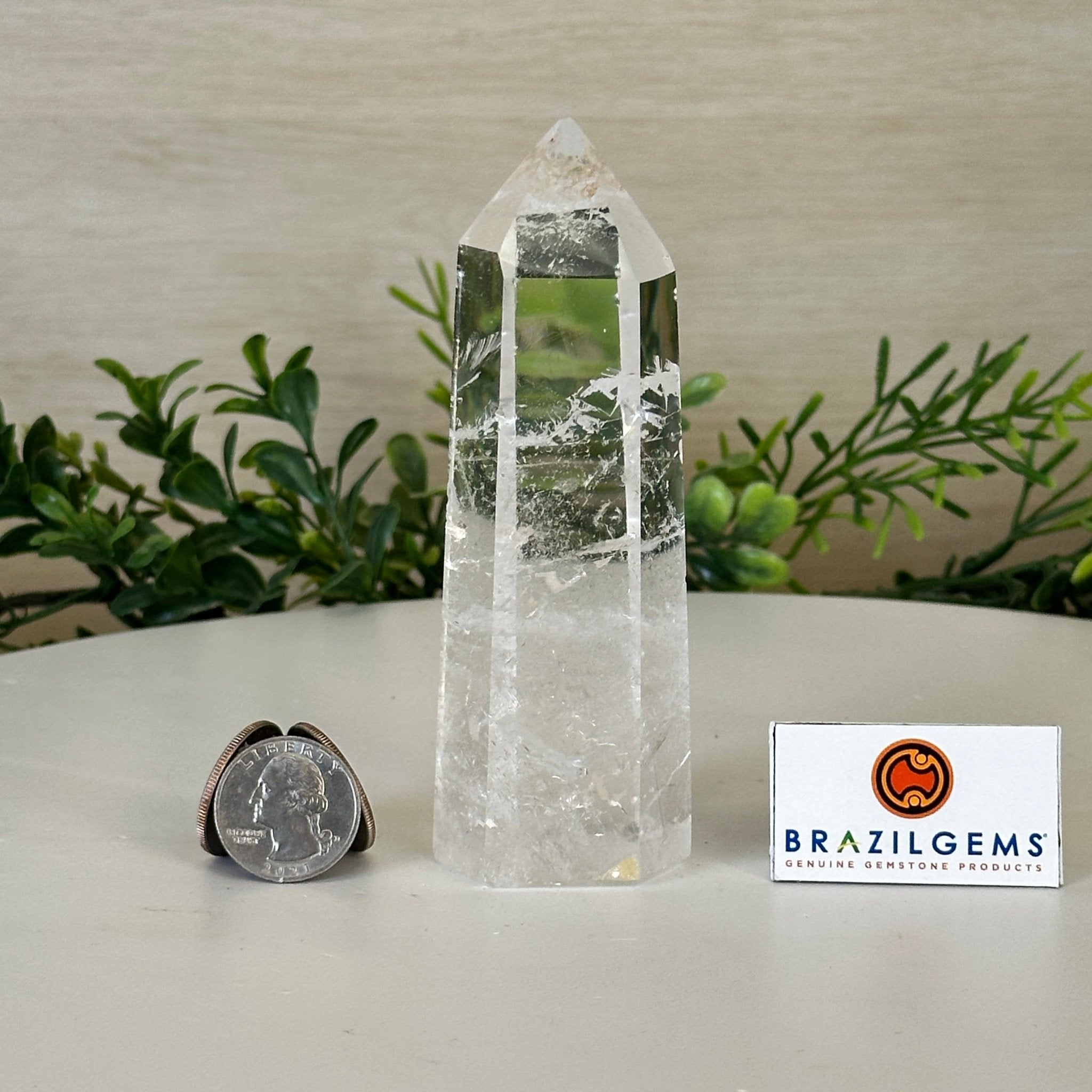 Polished Clear Quartz Crystal Tower 4.9" Tall #3106CQ - 017 - Brazil GemsBrazil GemsPolished Clear Quartz Crystal Tower 4.9" Tall #3106CQ - 017Crystal Points3106CQ - 017