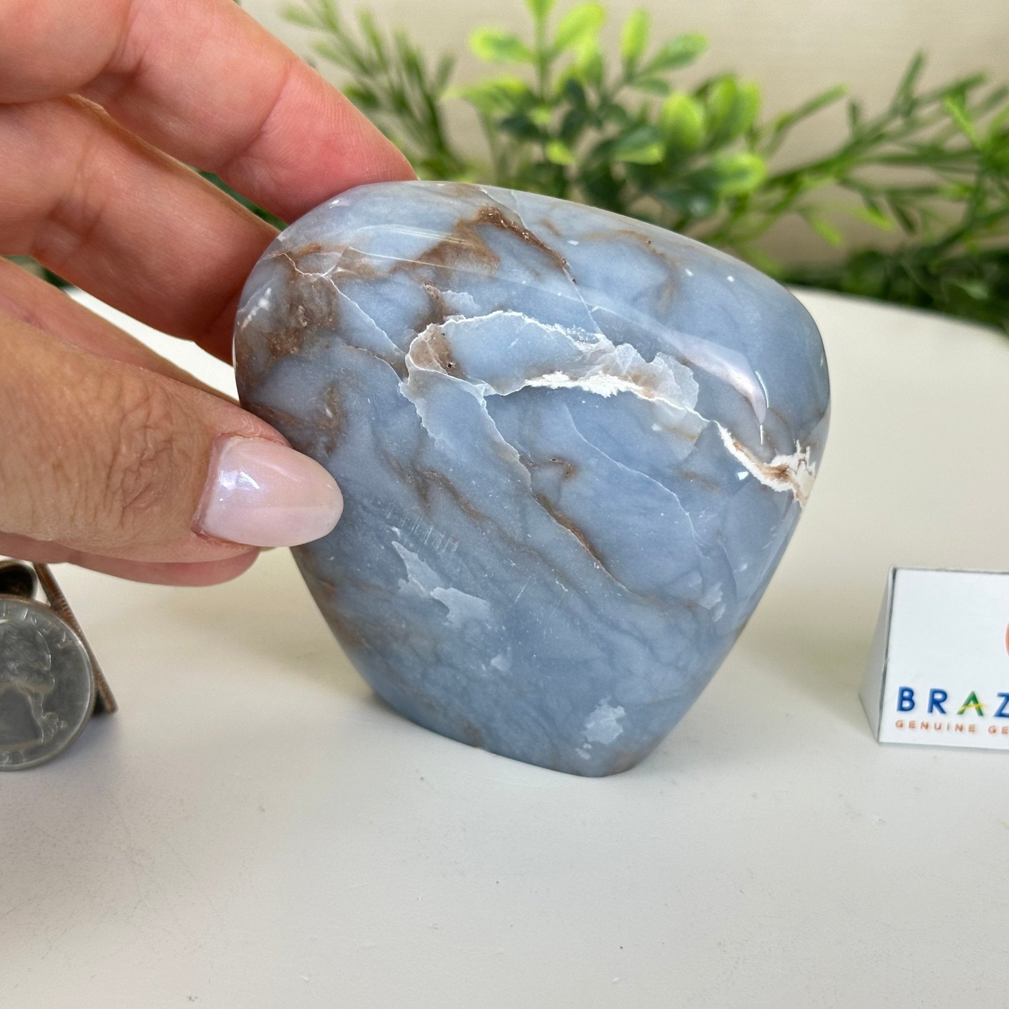 Polished Freeform Angelite Gemstone, 0.8 lbs & 3.3” Tall #3301AL - 001 - Brazil GemsBrazil GemsPolished Freeform Angelite Gemstone, 0.8 lbs & 3.3” Tall #3301AL - 001Freeform & Unique Shapes3301AL - 001