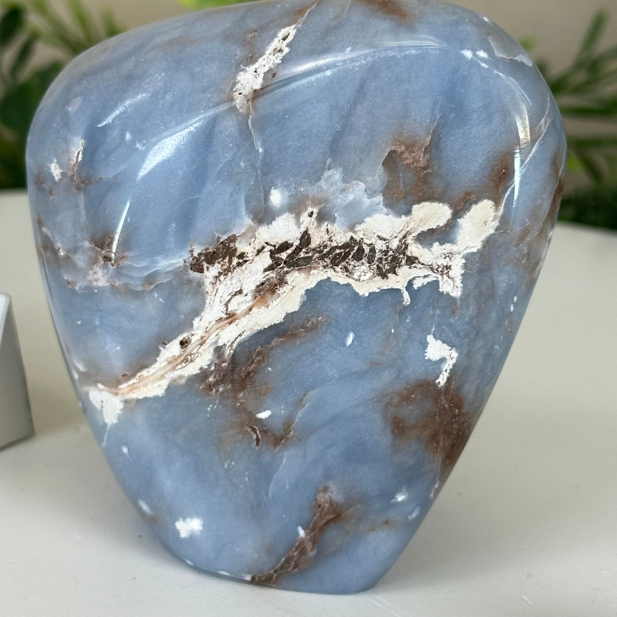 Polished Freeform Angelite Gemstone, 0.8 lbs & 3.3” Tall #3301AL - 001 - Brazil GemsBrazil GemsPolished Freeform Angelite Gemstone, 0.8 lbs & 3.3” Tall #3301AL - 001Freeform & Unique Shapes3301AL - 001
