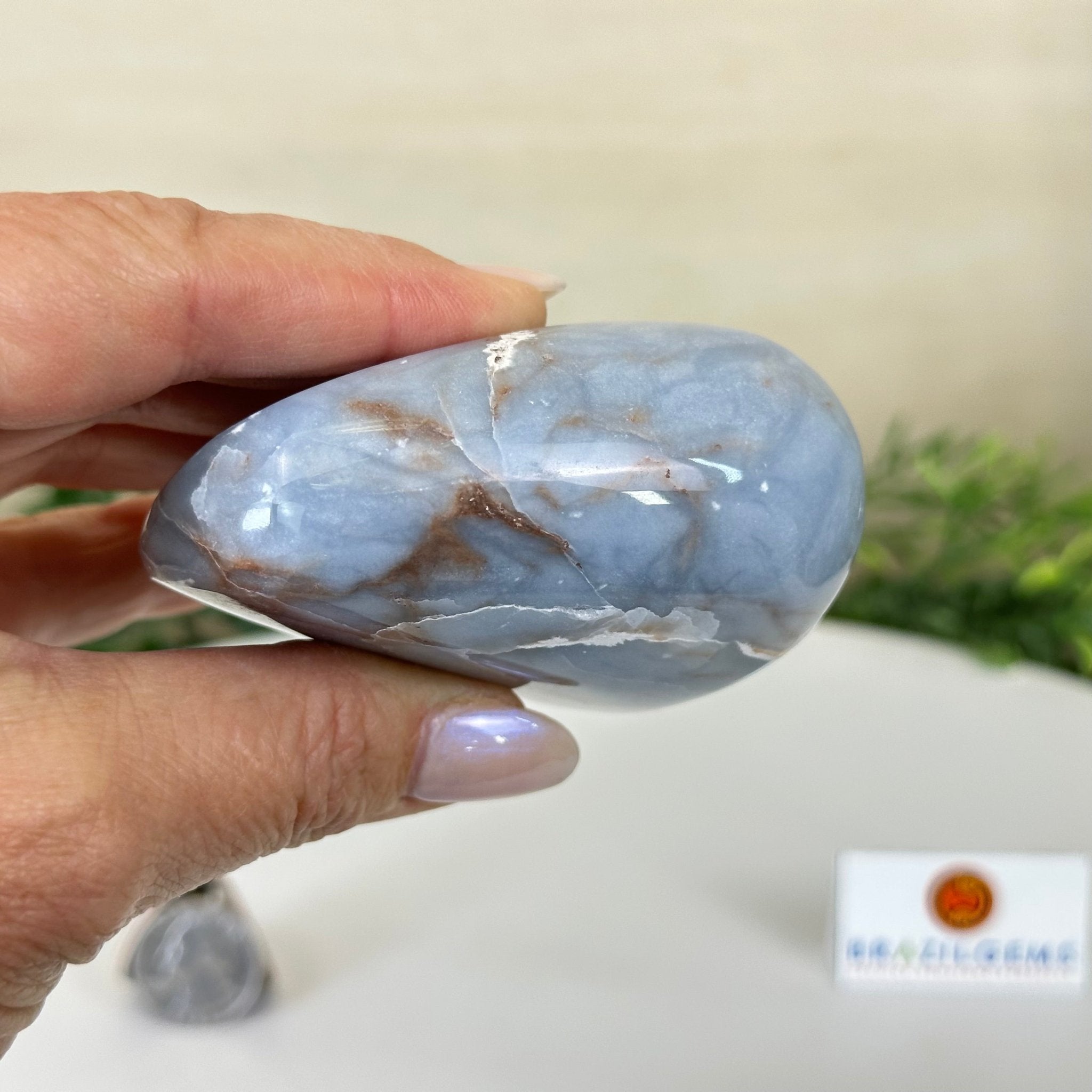 Polished Freeform Angelite Gemstone, 0.8 lbs & 3.3” Tall #3301AL - 001 - Brazil GemsBrazil GemsPolished Freeform Angelite Gemstone, 0.8 lbs & 3.3” Tall #3301AL - 001Freeform & Unique Shapes3301AL - 001