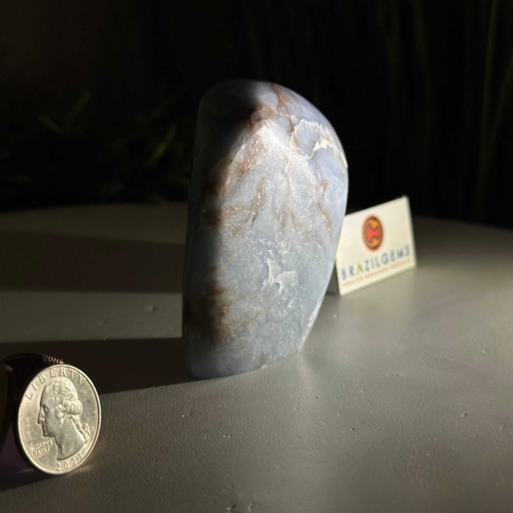 Polished Freeform Angelite Gemstone, 0.8 lbs & 3.3” Tall #3301AL - 001 - Brazil GemsBrazil GemsPolished Freeform Angelite Gemstone, 0.8 lbs & 3.3” Tall #3301AL - 001Freeform & Unique Shapes3301AL - 001