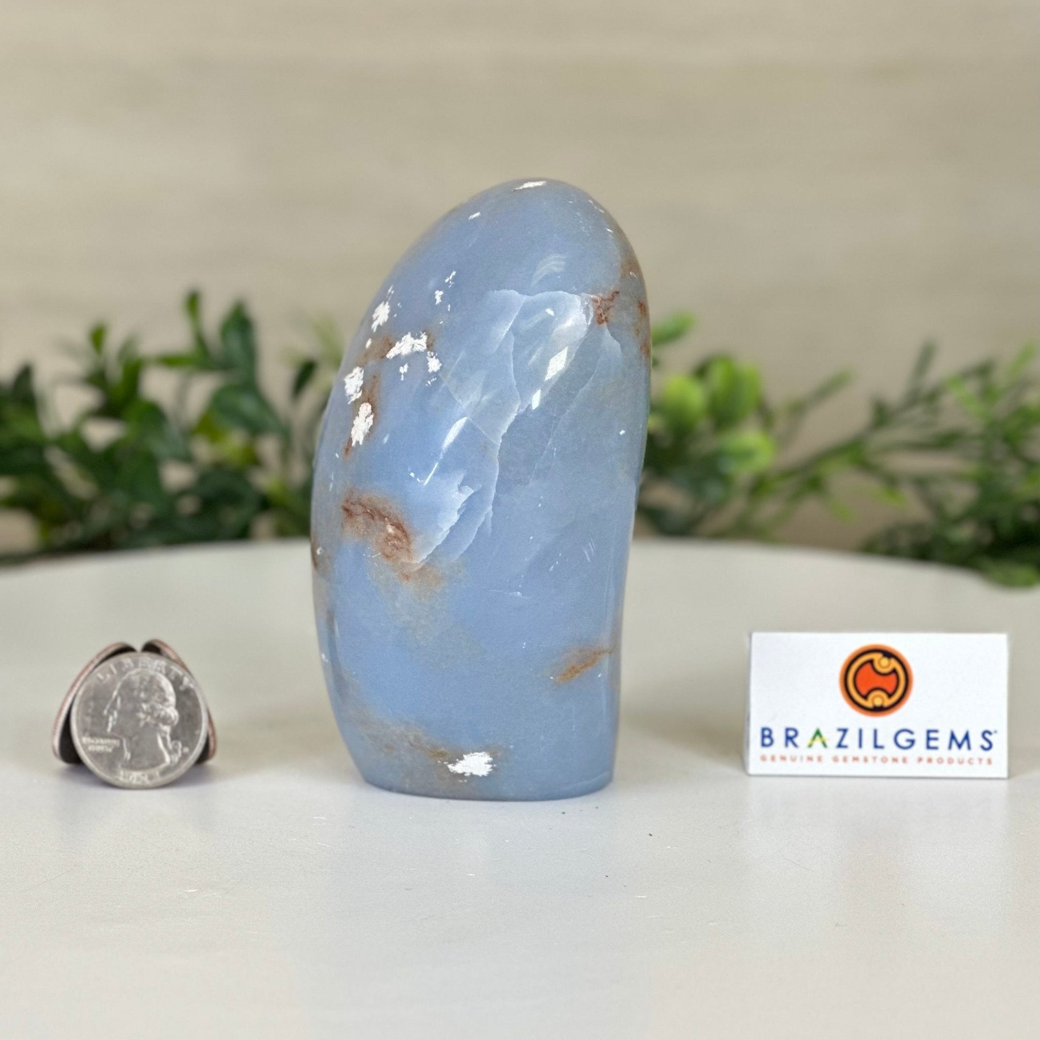 Polished Freeform Angelite Gemstone, 1.3 lbs & 4.2” Tall #3301AL - 004 - Brazil GemsBrazil GemsPolished Freeform Angelite Gemstone, 1.3 lbs & 4.2” Tall #3301AL - 004Freeform & Unique Shapes3301AL - 004