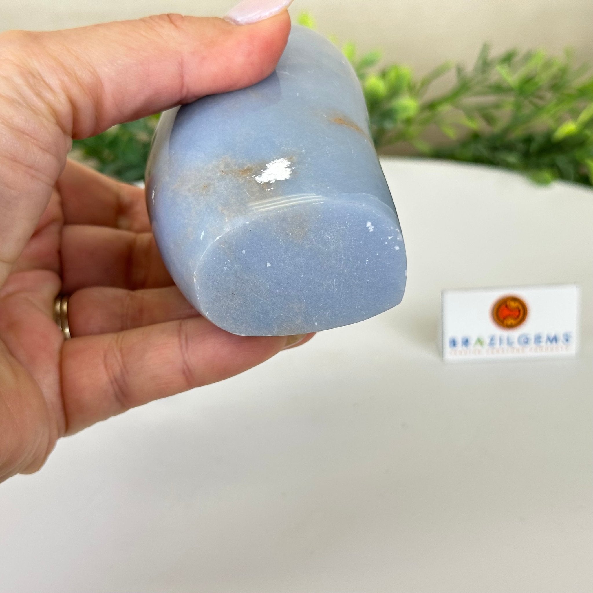 Polished Freeform Angelite Gemstone, 1.3 lbs & 4.2” Tall #3301AL - 004 - Brazil GemsBrazil GemsPolished Freeform Angelite Gemstone, 1.3 lbs & 4.2” Tall #3301AL - 004Freeform & Unique Shapes3301AL - 004