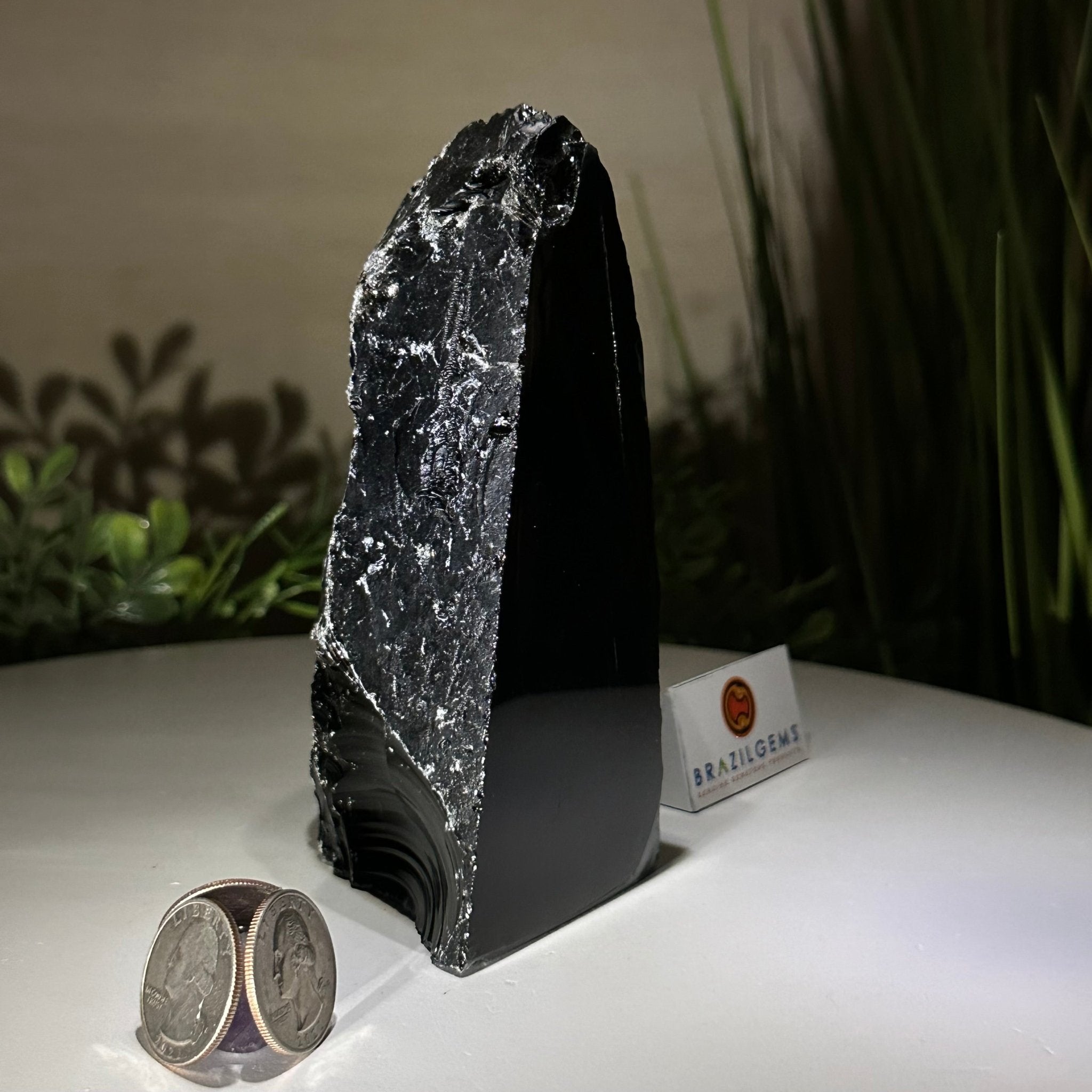 Polished Freeform Black Obsidian Gemstone, 1.3 lbs & 5.5” Tall #3303BK - 002 - Brazil GemsBrazil GemsPolished Freeform Black Obsidian Gemstone, 1.3 lbs & 5.5” Tall #3303BK - 002Freeform & Unique Shapes3303BK - 002