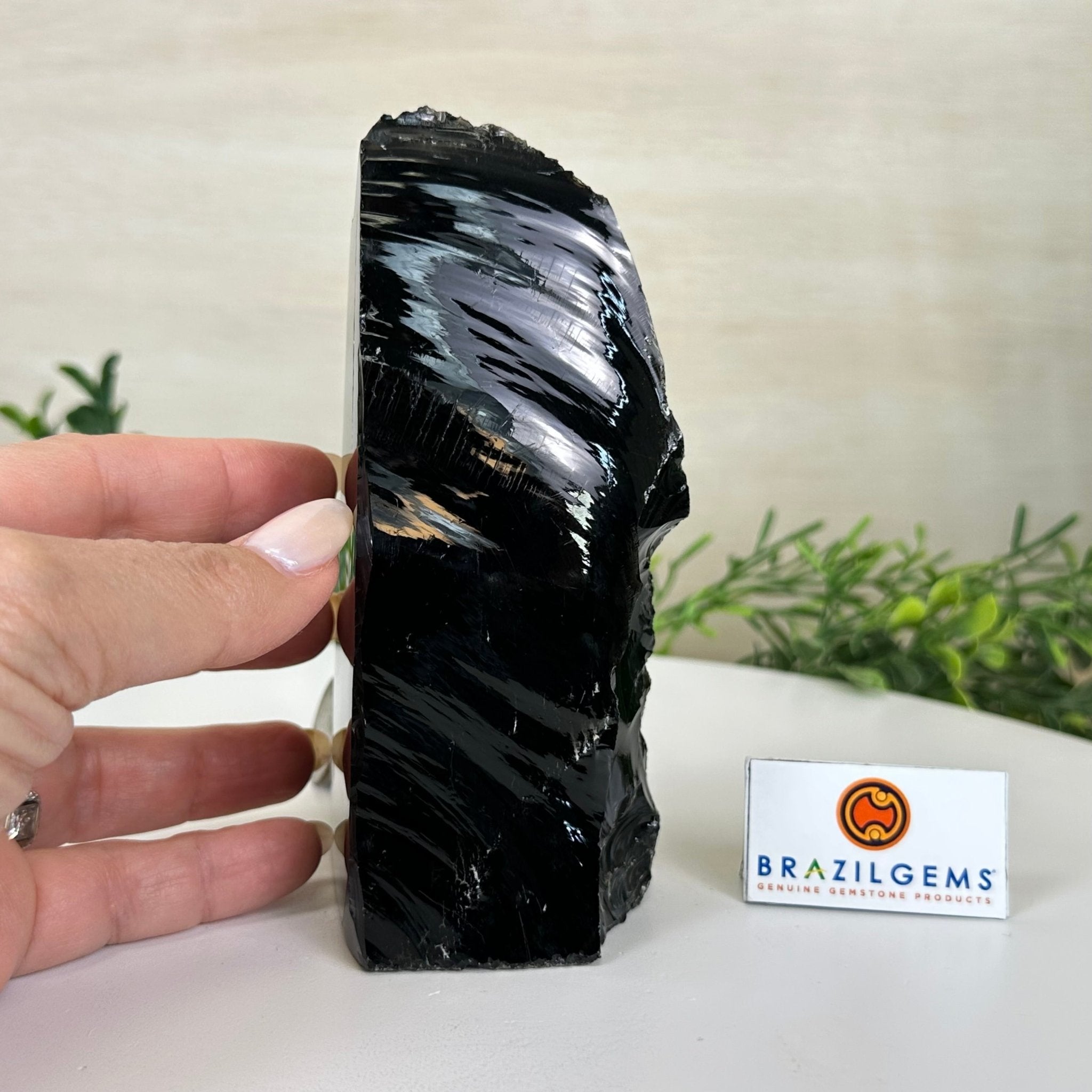 Polished Freeform Black Obsidian Gemstone, 1.3 lbs & 5.5” Tall #3303BK - 002 - Brazil GemsBrazil GemsPolished Freeform Black Obsidian Gemstone, 1.3 lbs & 5.5” Tall #3303BK - 002Freeform & Unique Shapes3303BK - 002