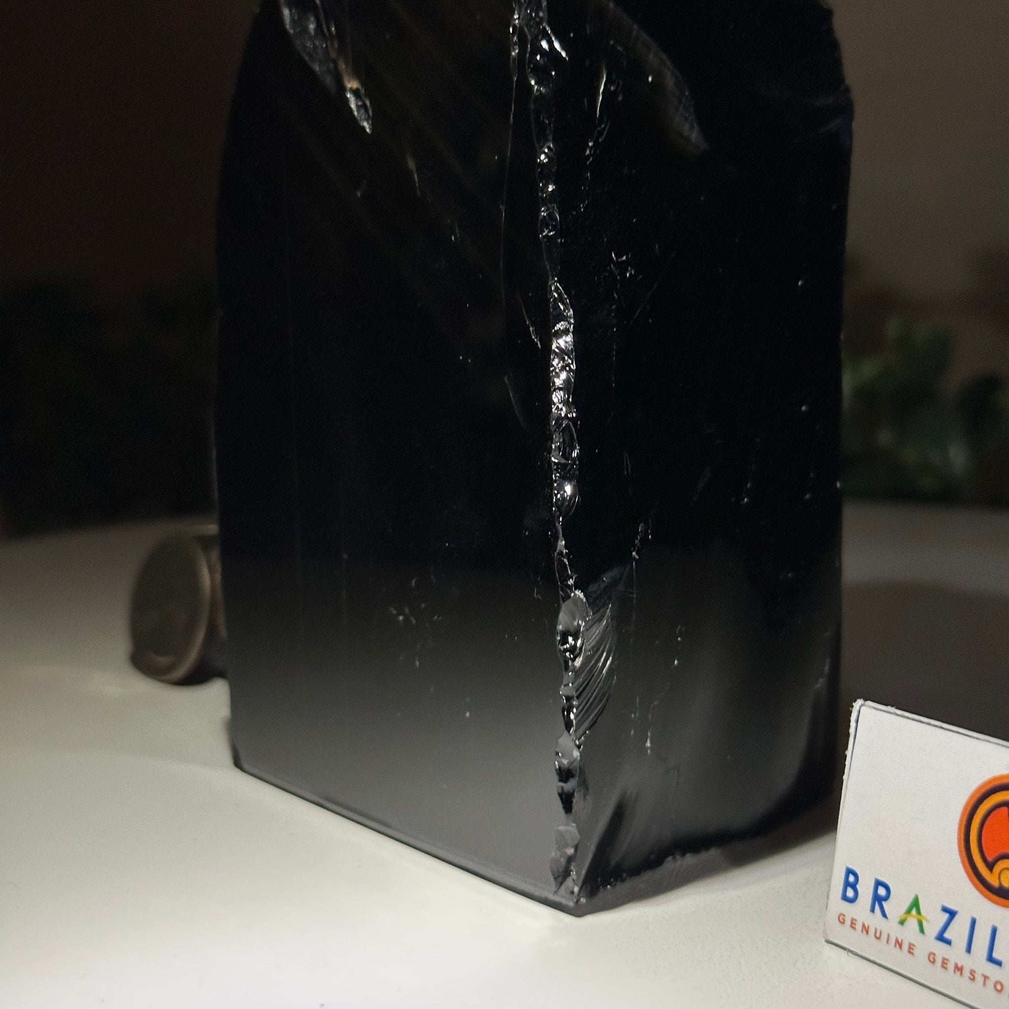 Polished Freeform Black Obsidian Gemstone, 1.8 lbs & 5.5” Tall #3303BK - 003 - Brazil GemsBrazil GemsPolished Freeform Black Obsidian Gemstone, 1.8 lbs & 5.5” Tall #3303BK - 003Freeform & Unique Shapes3303BK - 003
