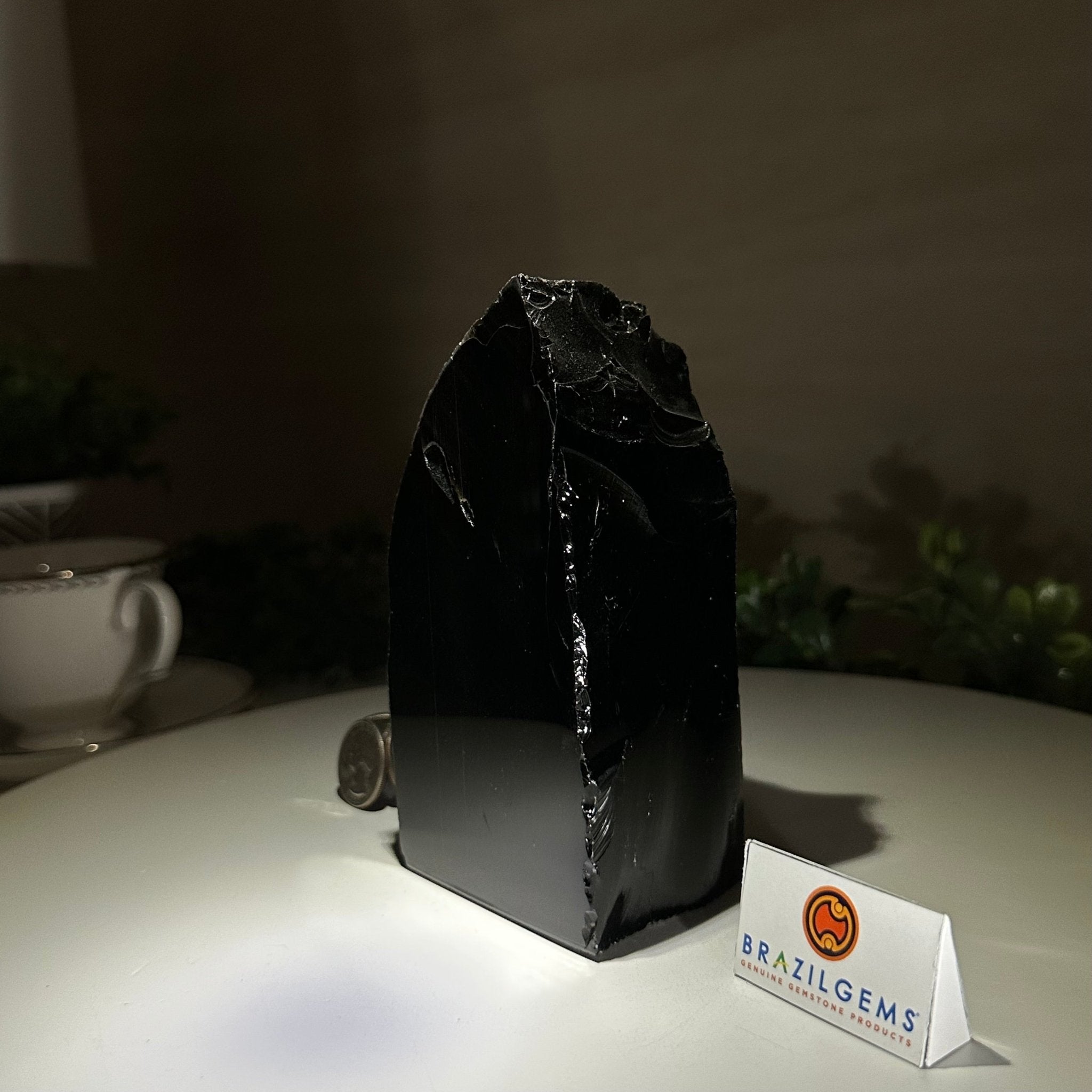 Polished Freeform Black Obsidian Gemstone, 1.8 lbs & 5.5” Tall #3303BK - 003 - Brazil GemsBrazil GemsPolished Freeform Black Obsidian Gemstone, 1.8 lbs & 5.5” Tall #3303BK - 003Freeform & Unique Shapes3303BK - 003