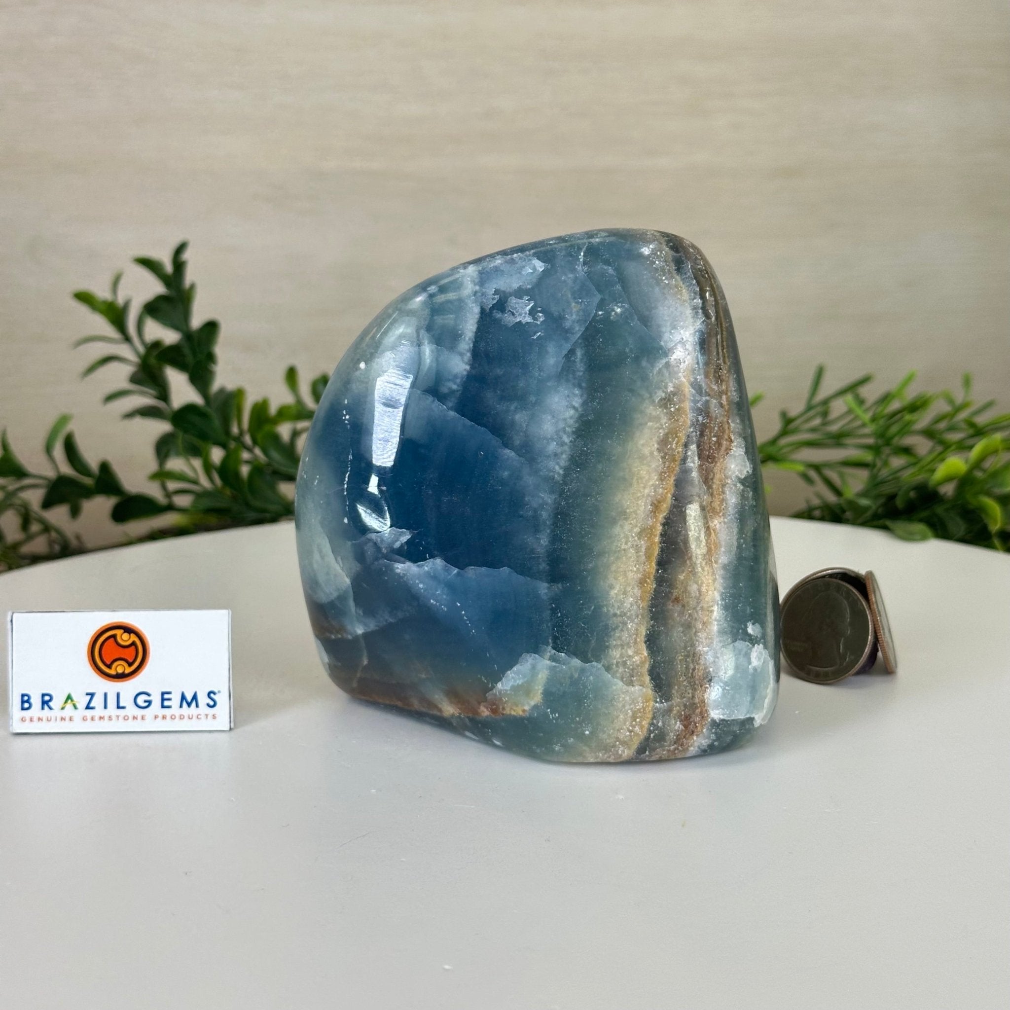 Polished Freeform Blue Onyx Gemstone, 2.5 lbs & 4.5” Tall #3301BX - 007 - Brazil GemsBrazil GemsPolished Freeform Blue Onyx Gemstone, 2.5 lbs & 4.5” Tall #3301BX - 007Freeform & Unique Shapes3301BX - 007