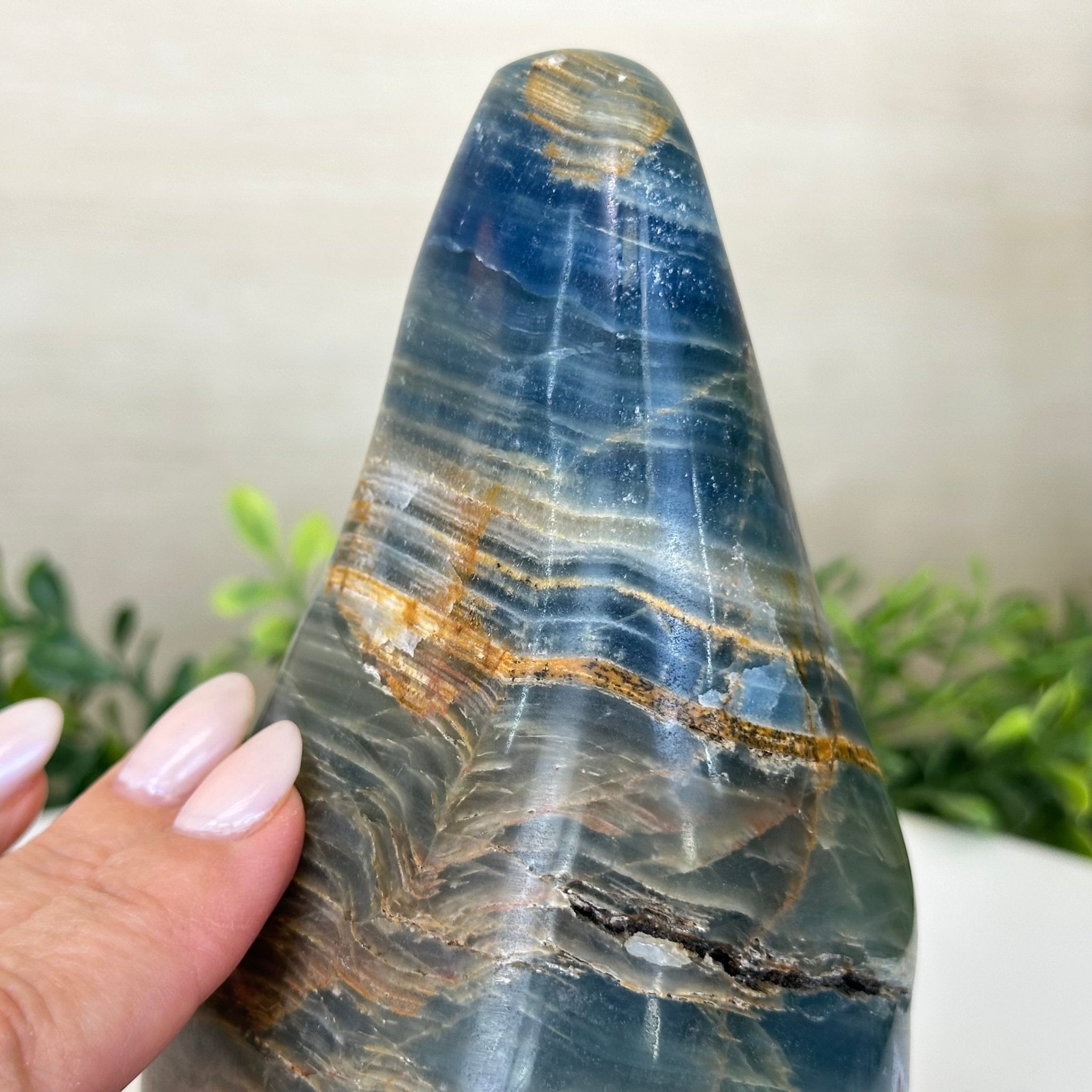 Polished Freeform Blue Onyx Gemstone, 3 lbs & 6.7” Tall #3301BX - 008 - Brazil GemsBrazil GemsPolished Freeform Blue Onyx Gemstone, 3 lbs & 6.7” Tall #3301BX - 008Freeform & Unique Shapes3301BX - 008