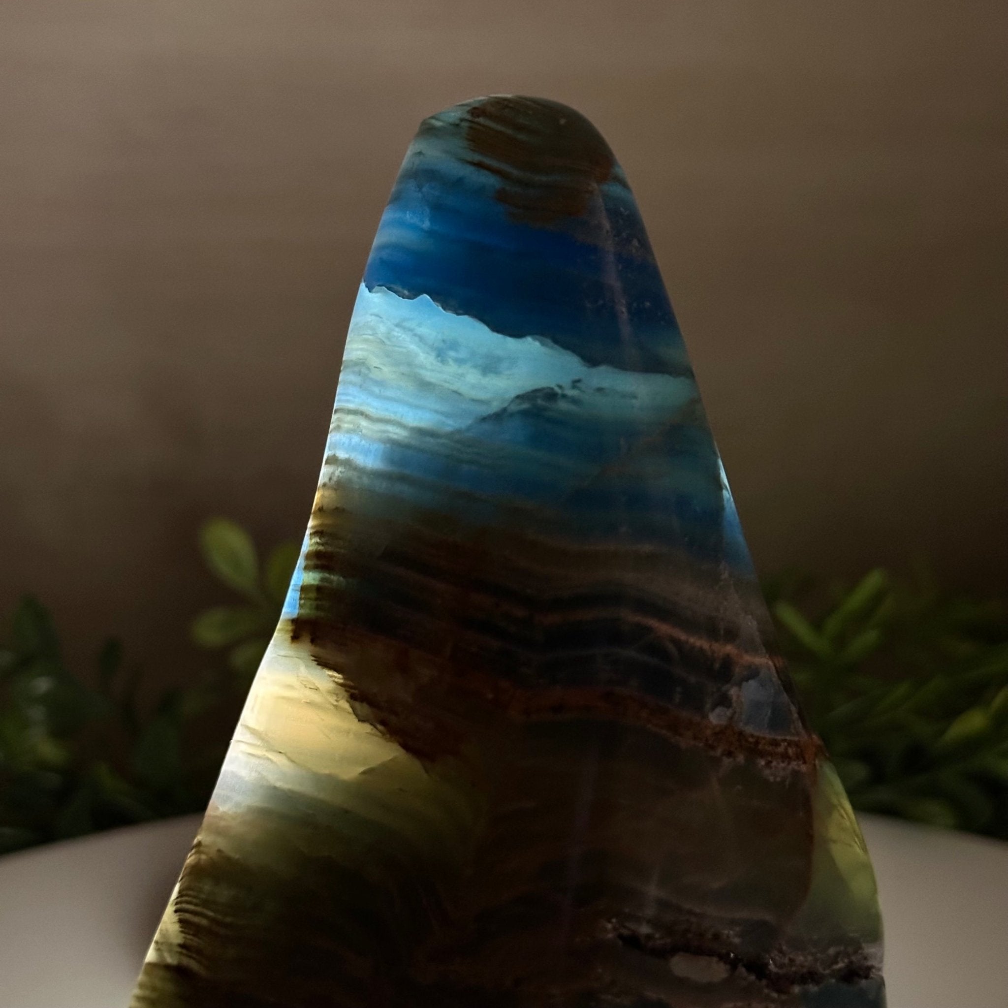 Polished Freeform Blue Onyx Gemstone, 3 lbs & 6.7” Tall #3301BX - 008 - Brazil GemsBrazil GemsPolished Freeform Blue Onyx Gemstone, 3 lbs & 6.7” Tall #3301BX - 008Freeform & Unique Shapes3301BX - 008