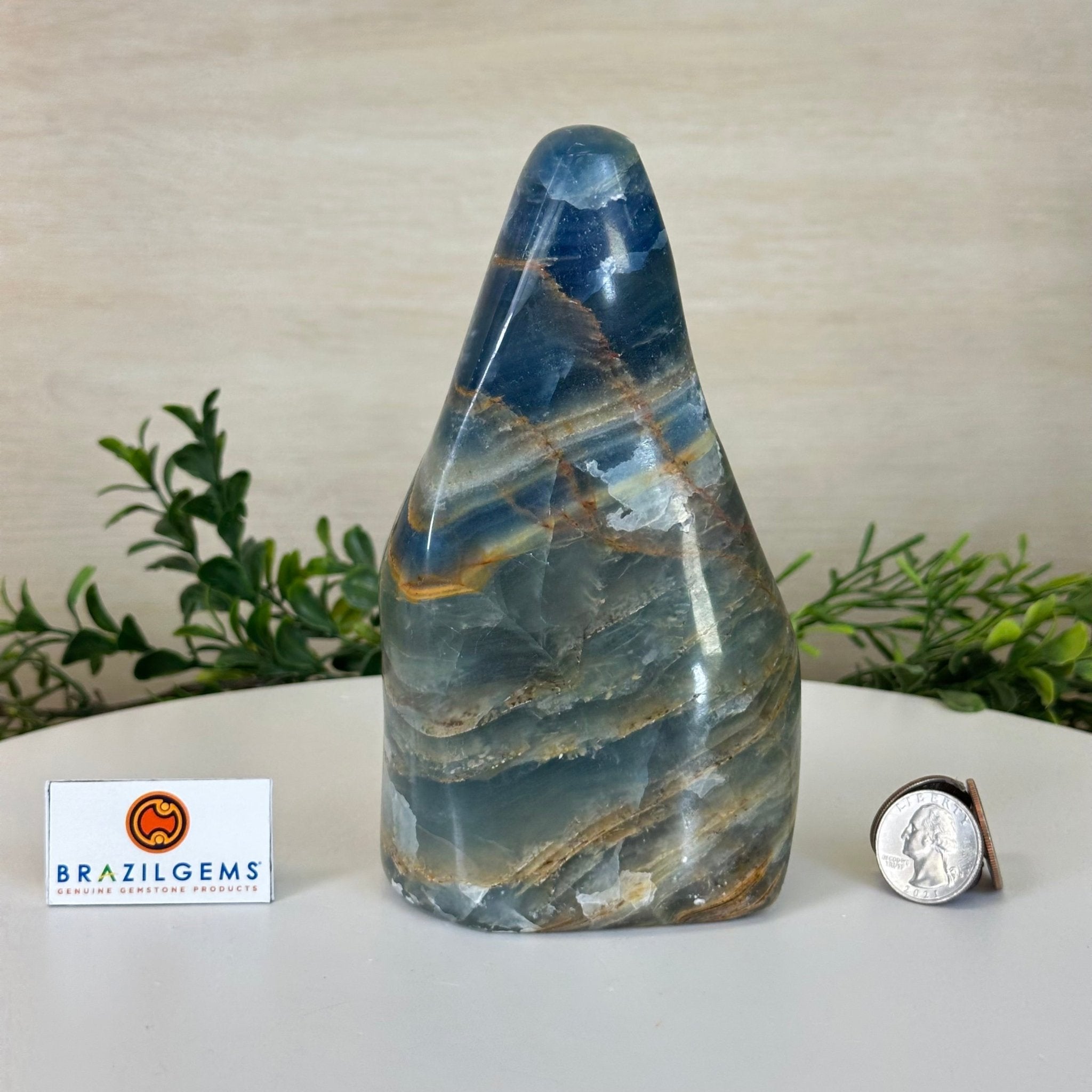 Polished Freeform Blue Onyx Gemstone, 3 lbs & 6.7” Tall #3301BX - 008 - Brazil GemsBrazil GemsPolished Freeform Blue Onyx Gemstone, 3 lbs & 6.7” Tall #3301BX - 008Freeform & Unique Shapes3301BX - 008
