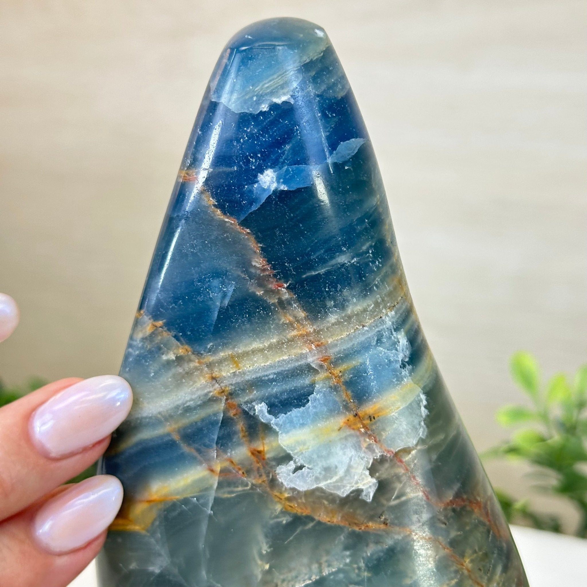 Polished Freeform Blue Onyx Gemstone, 3 lbs & 6.7” Tall #3301BX - 008 - Brazil GemsBrazil GemsPolished Freeform Blue Onyx Gemstone, 3 lbs & 6.7” Tall #3301BX - 008Freeform & Unique Shapes3301BX - 008