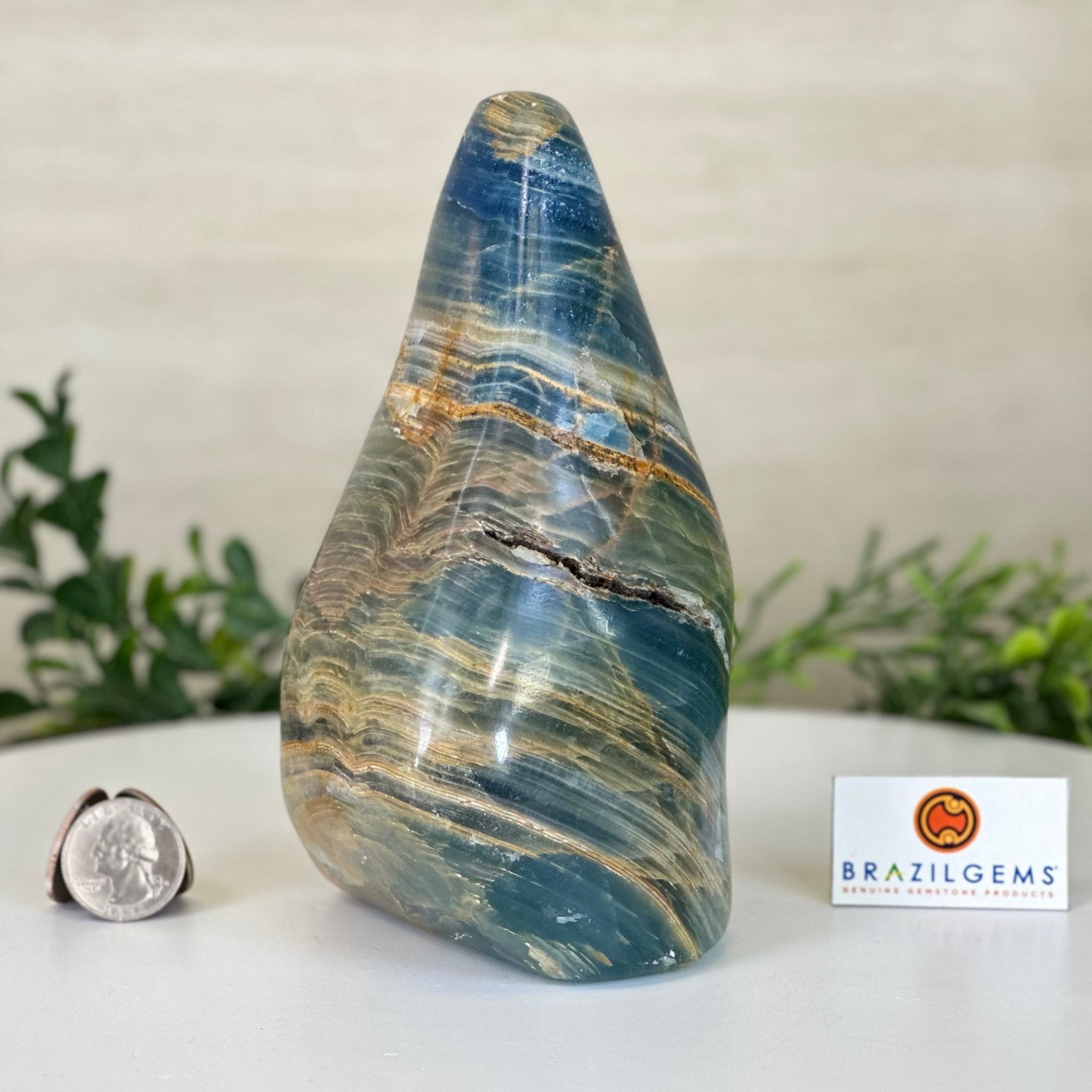 Polished Freeform Blue Onyx Gemstone, 3 lbs & 6.7” Tall #3301BX - 008 - Brazil GemsBrazil GemsPolished Freeform Blue Onyx Gemstone, 3 lbs & 6.7” Tall #3301BX - 008Freeform & Unique Shapes3301BX - 008