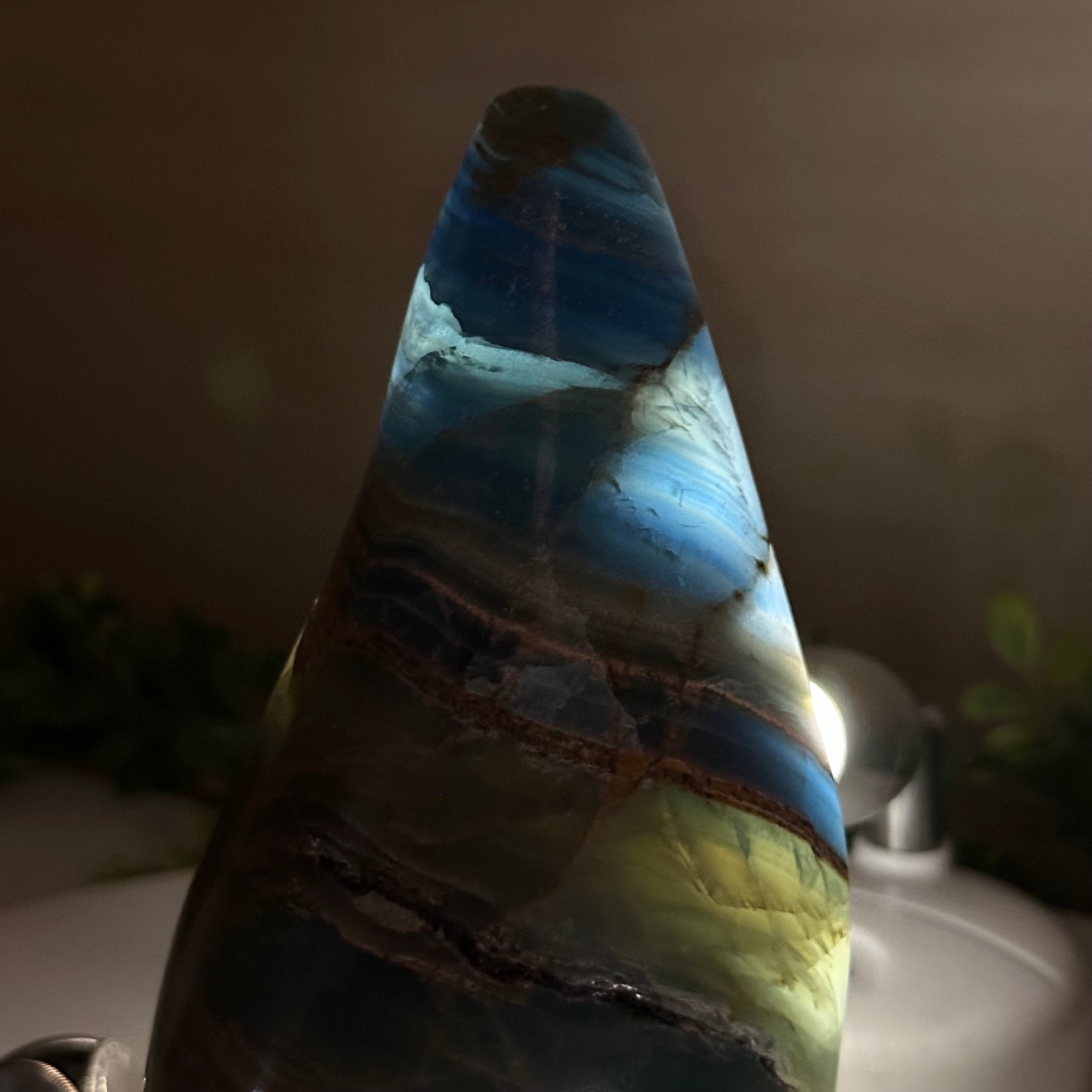 Polished Freeform Blue Onyx Gemstone, 3 lbs & 6.7” Tall #3301BX - 008 - Brazil GemsBrazil GemsPolished Freeform Blue Onyx Gemstone, 3 lbs & 6.7” Tall #3301BX - 008Freeform & Unique Shapes3301BX - 008