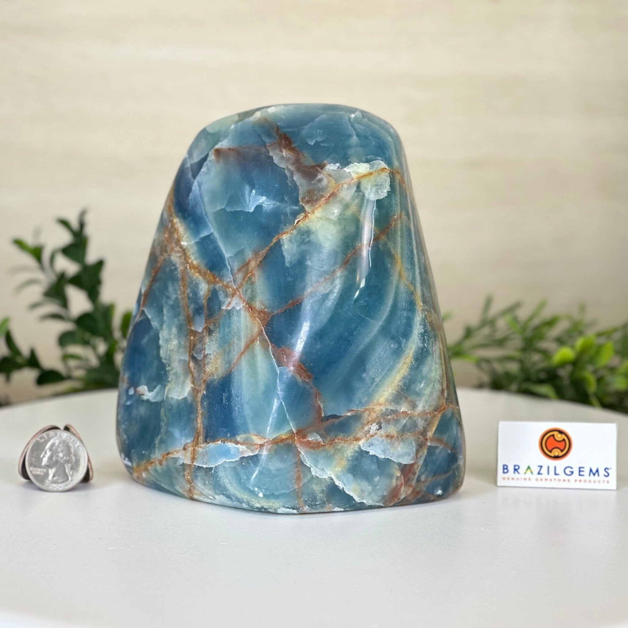 Polished Freeform Blue Onyx Gemstone, 5.5 lbs & 6.3” Tall #3301BX - 009 - Brazil GemsBrazil GemsPolished Freeform Blue Onyx Gemstone, 5.5 lbs & 6.3” Tall #3301BX - 009Freeform & Unique Shapes3301BX - 009