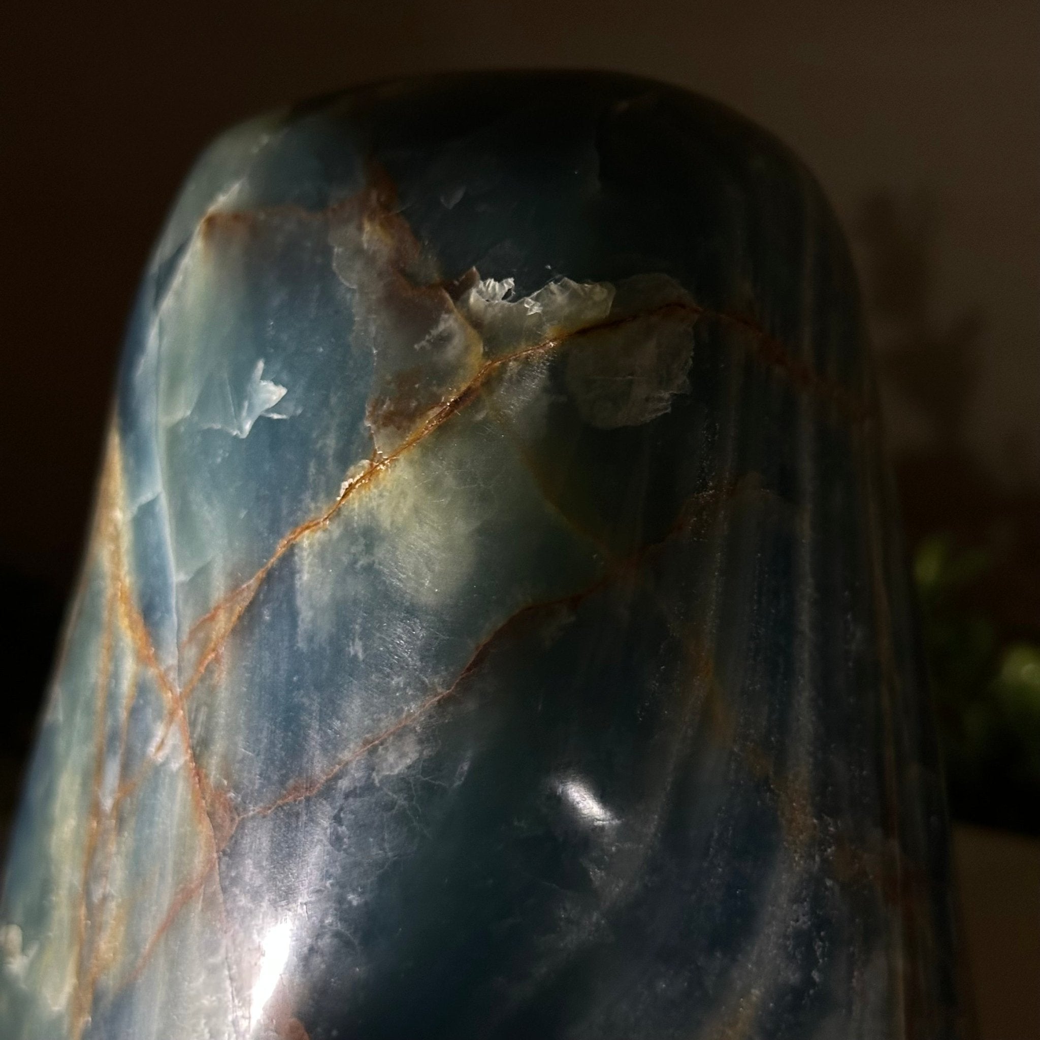 Polished Freeform Blue Onyx Gemstone, 5.5 lbs & 6.3” Tall #3301BX - 009 - Brazil GemsBrazil GemsPolished Freeform Blue Onyx Gemstone, 5.5 lbs & 6.3” Tall #3301BX - 009Freeform & Unique Shapes3301BX - 009