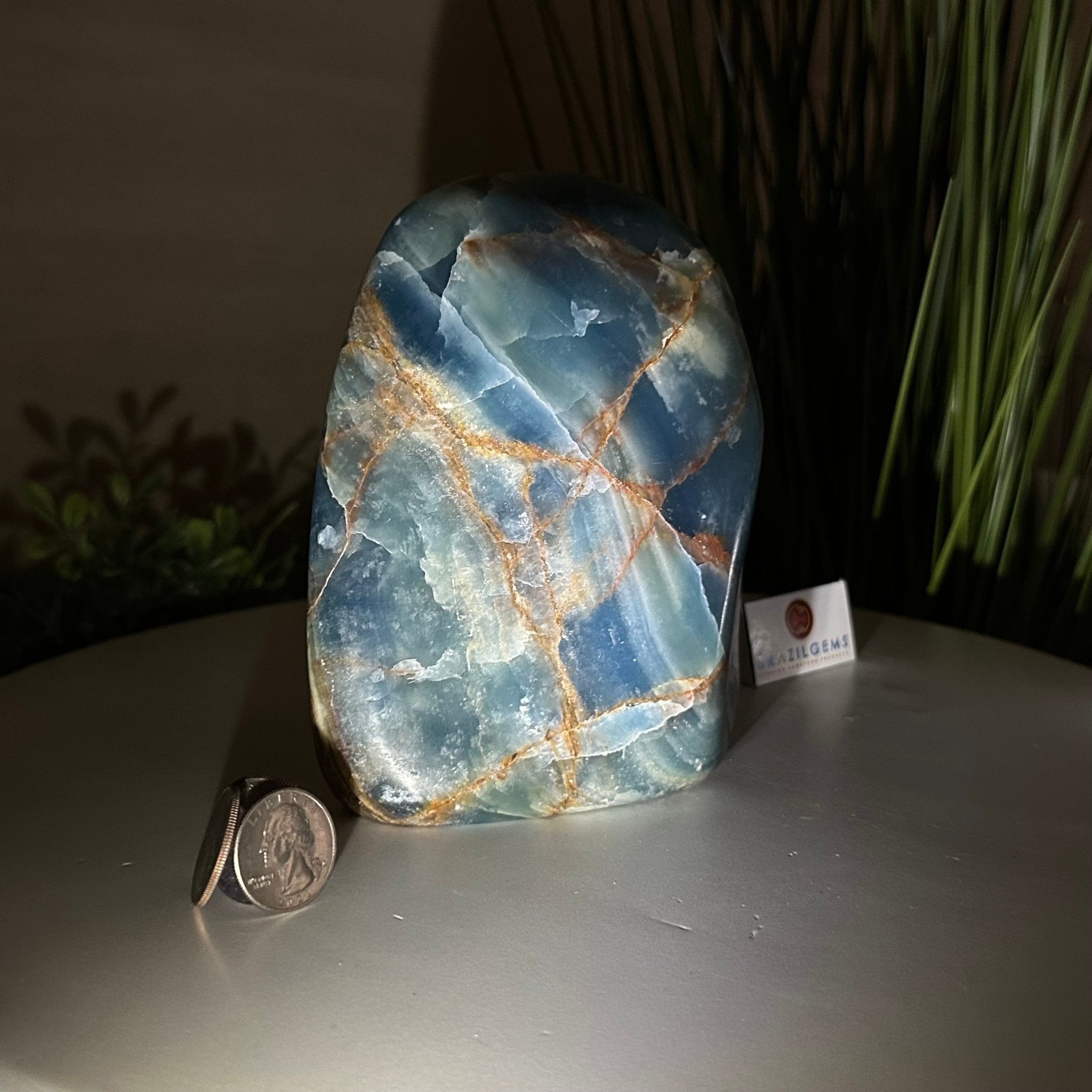 Polished Freeform Blue Onyx Gemstone, 5.5 lbs & 6.3” Tall #3301BX - 009 - Brazil GemsBrazil GemsPolished Freeform Blue Onyx Gemstone, 5.5 lbs & 6.3” Tall #3301BX - 009Freeform & Unique Shapes3301BX - 009