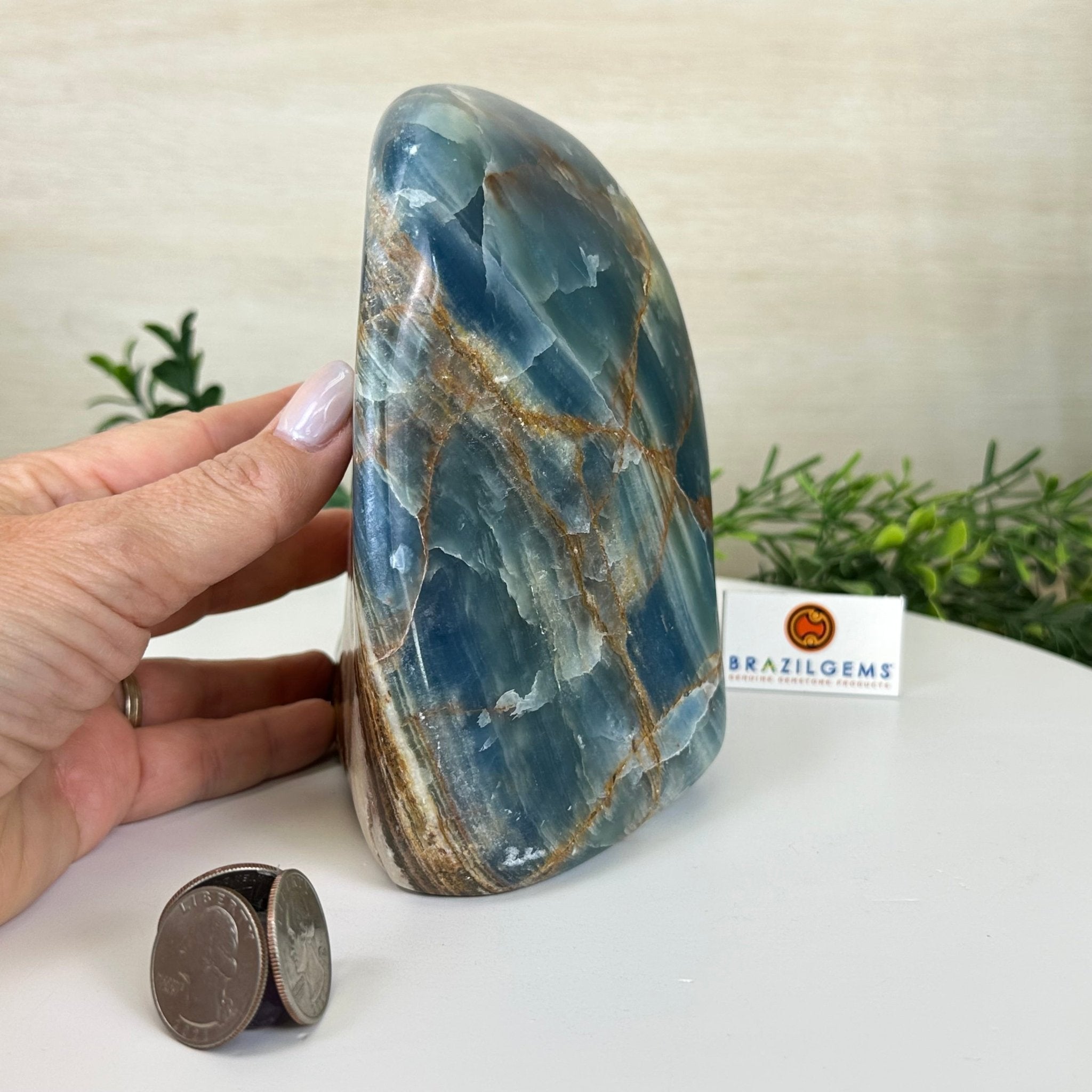 Polished Freeform Blue Onyx Gemstone, 5.5 lbs & 6.3” Tall #3301BX - 009 - Brazil GemsBrazil GemsPolished Freeform Blue Onyx Gemstone, 5.5 lbs & 6.3” Tall #3301BX - 009Freeform & Unique Shapes3301BX - 009