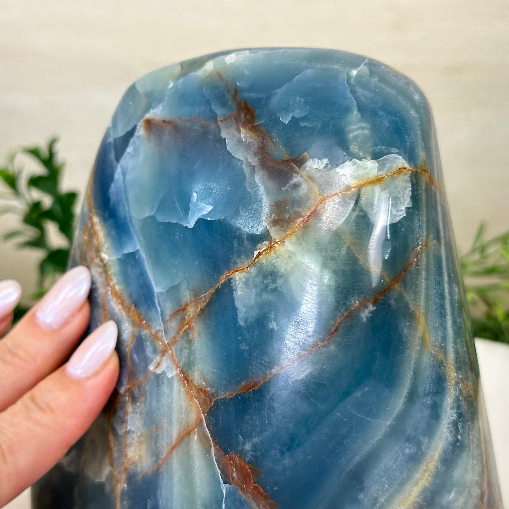 Polished Freeform Blue Onyx Gemstone, 5.5 lbs & 6.3” Tall #3301BX - 009 - Brazil GemsBrazil GemsPolished Freeform Blue Onyx Gemstone, 5.5 lbs & 6.3” Tall #3301BX - 009Freeform & Unique Shapes3301BX - 009