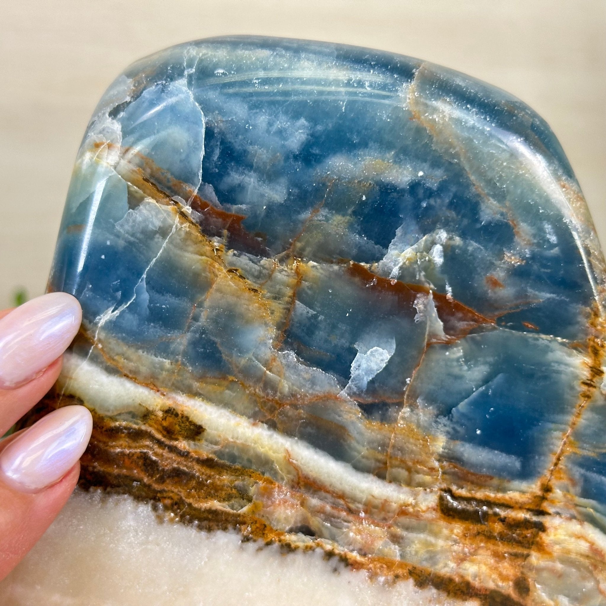 Polished Freeform Blue Onyx Gemstone, 5.5 lbs & 6.3” Tall #3301BX - 009 - Brazil GemsBrazil GemsPolished Freeform Blue Onyx Gemstone, 5.5 lbs & 6.3” Tall #3301BX - 009Freeform & Unique Shapes3301BX - 009