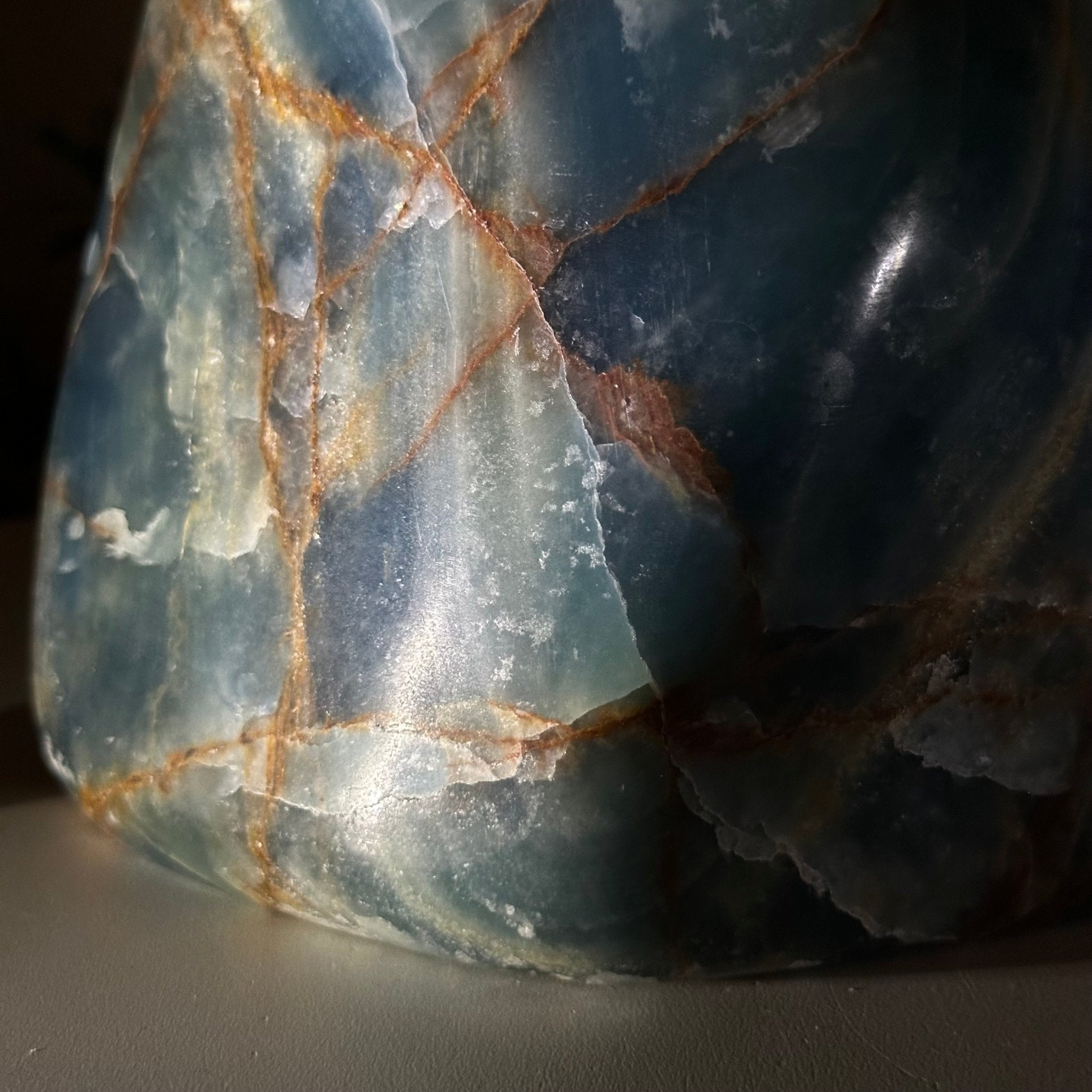 Polished Freeform Blue Onyx Gemstone, 5.5 lbs & 6.3” Tall #3301BX - 009 - Brazil GemsBrazil GemsPolished Freeform Blue Onyx Gemstone, 5.5 lbs & 6.3” Tall #3301BX - 009Freeform & Unique Shapes3301BX - 009